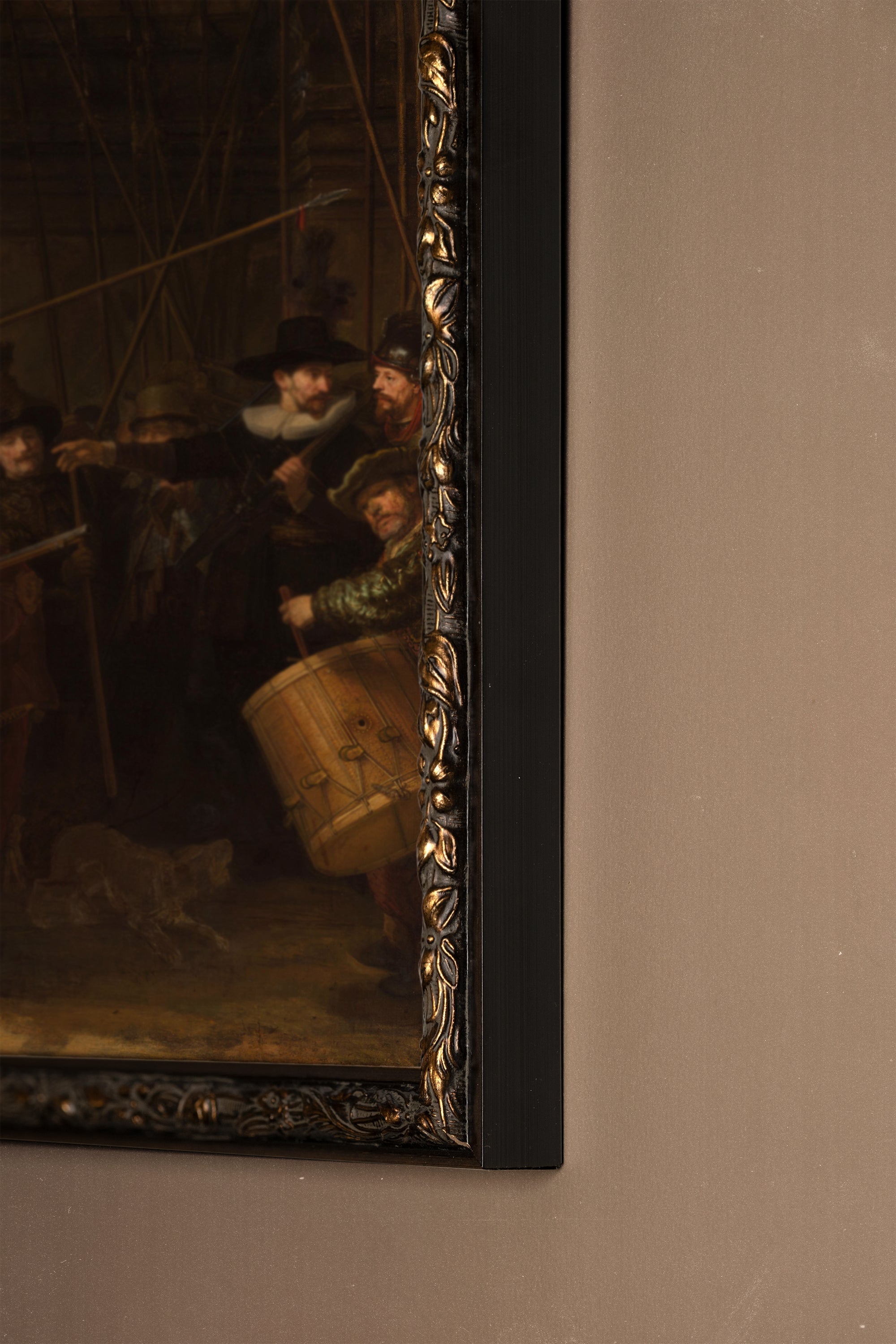 LA RONDE DE NUIT, Oeuvre sur toile rigide, encadré Vintage Bronze