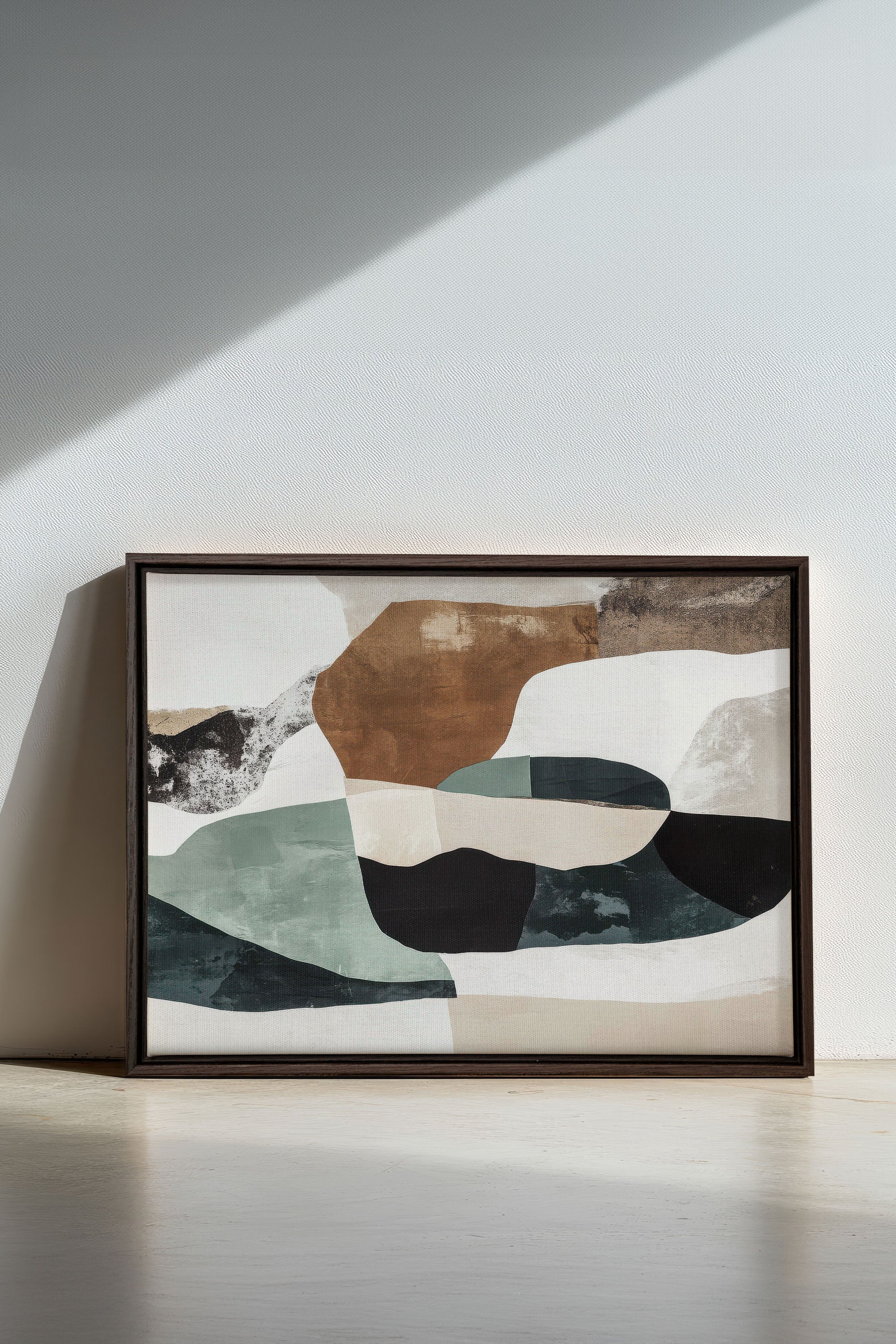 OLEKA CANVAS - FRAGMENTS NATURELS, Oeuvre sur toile étirée, encadré Brun Noyer