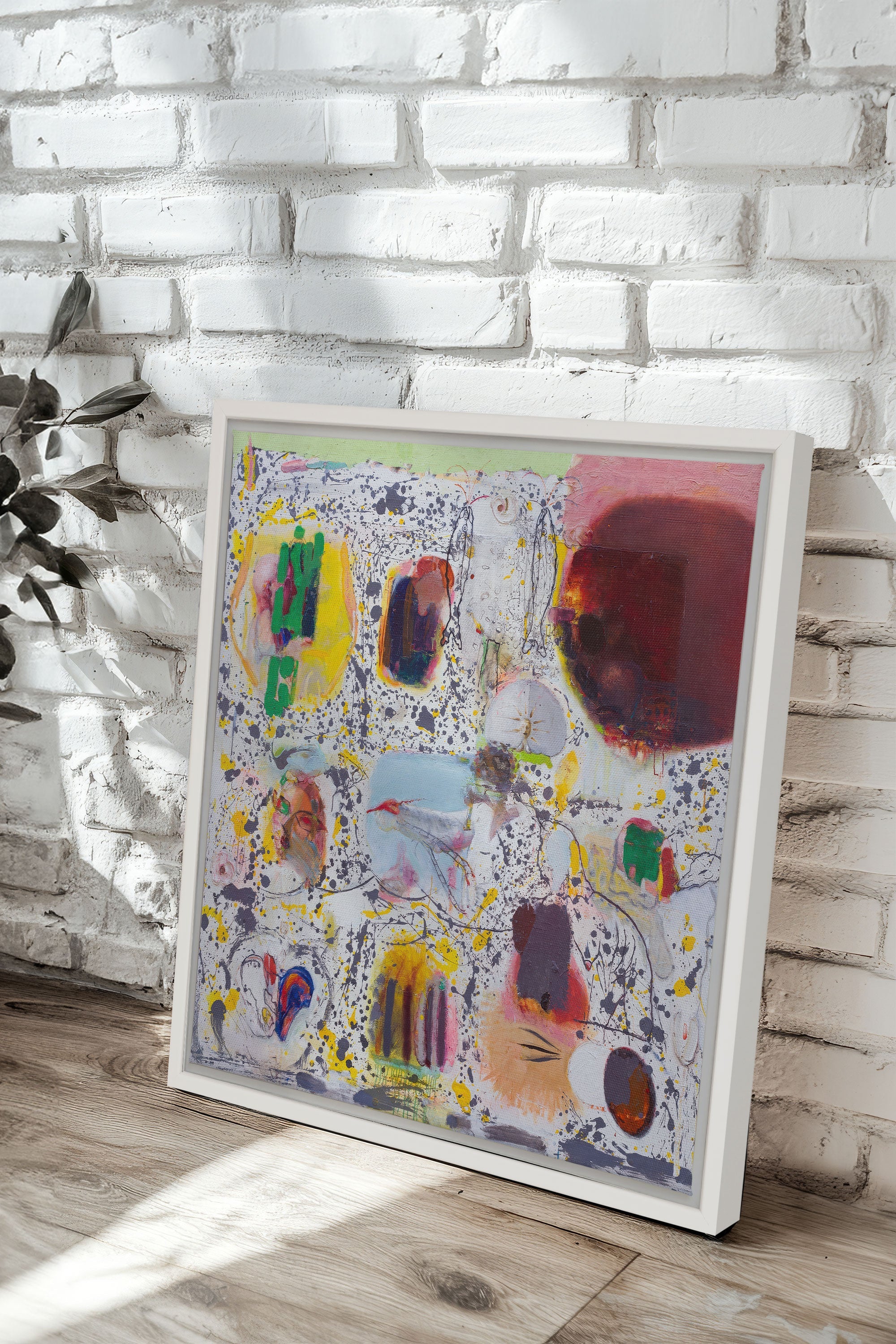 OLEKA CANVAS - RYTHME CHROMATIQUE, Oeuvre sur toile étirée, encadré Blanc