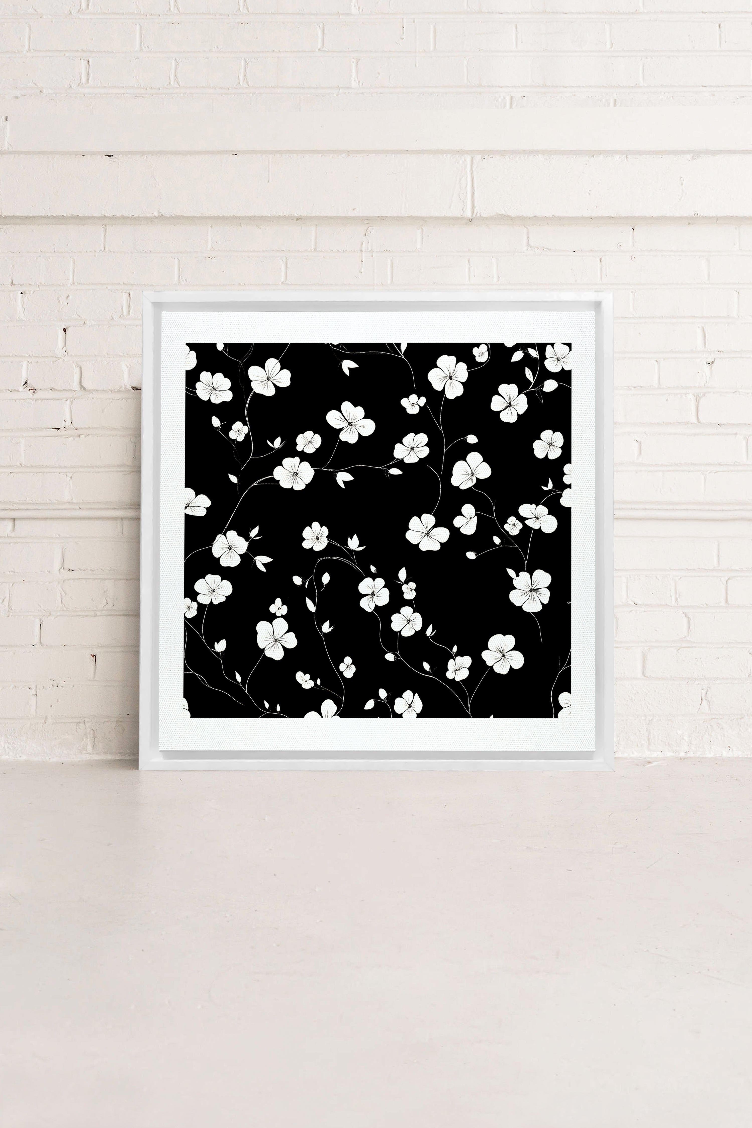 NOCTURNAL BLOOMS, Artwork on stretched canvas, framed in white