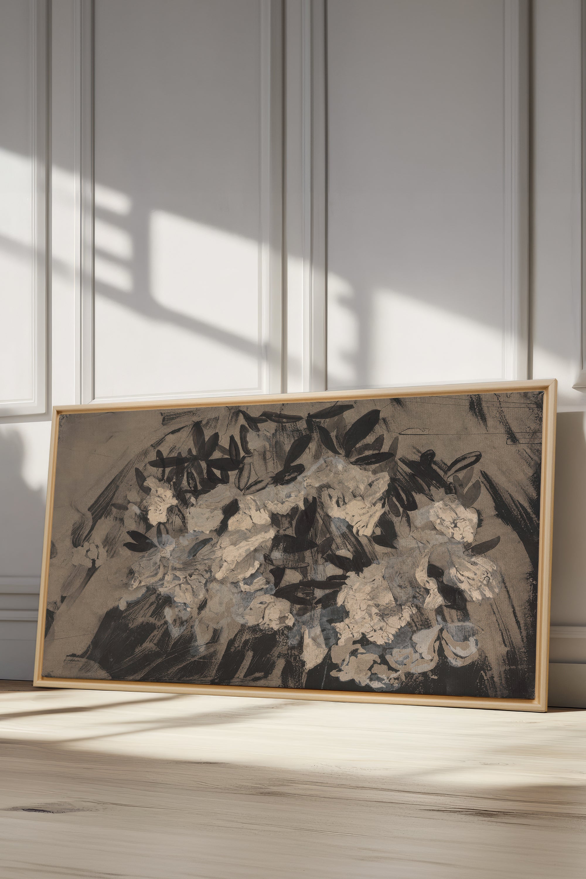 DARK BLOOM, Oeuvre sur toile étirée, encadré Naturel Clair