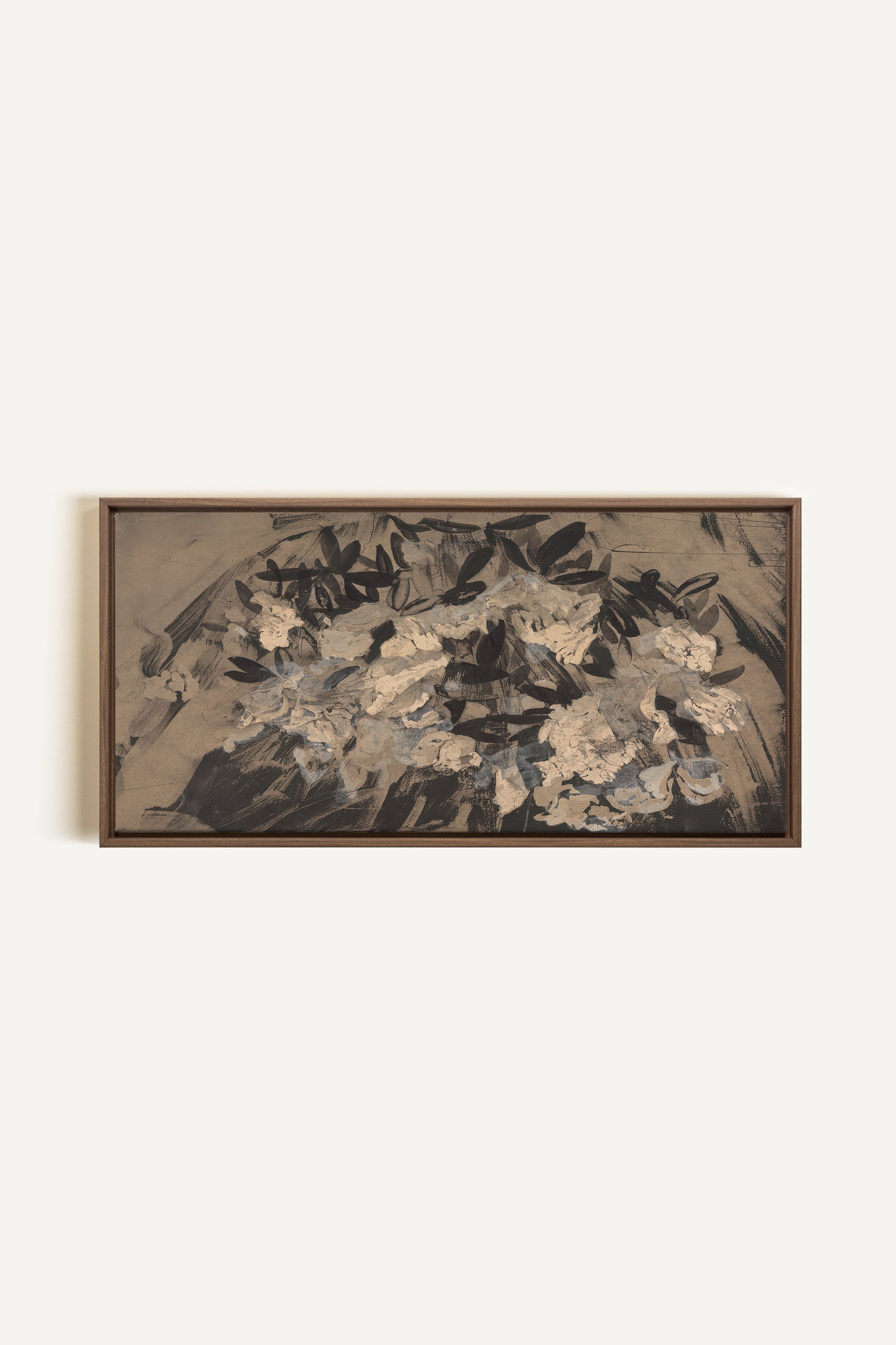 DARK BLOOM, Oeuvre sur toile étirée, encadré Brun Chêne