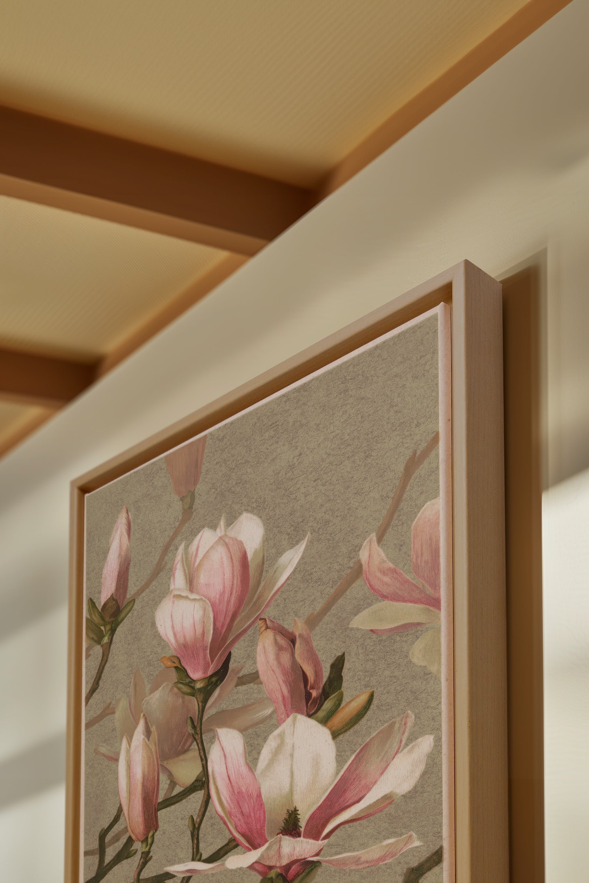 MAGNOLIA WHISPER, Artwork on stretched canvas, framed Natural Light
