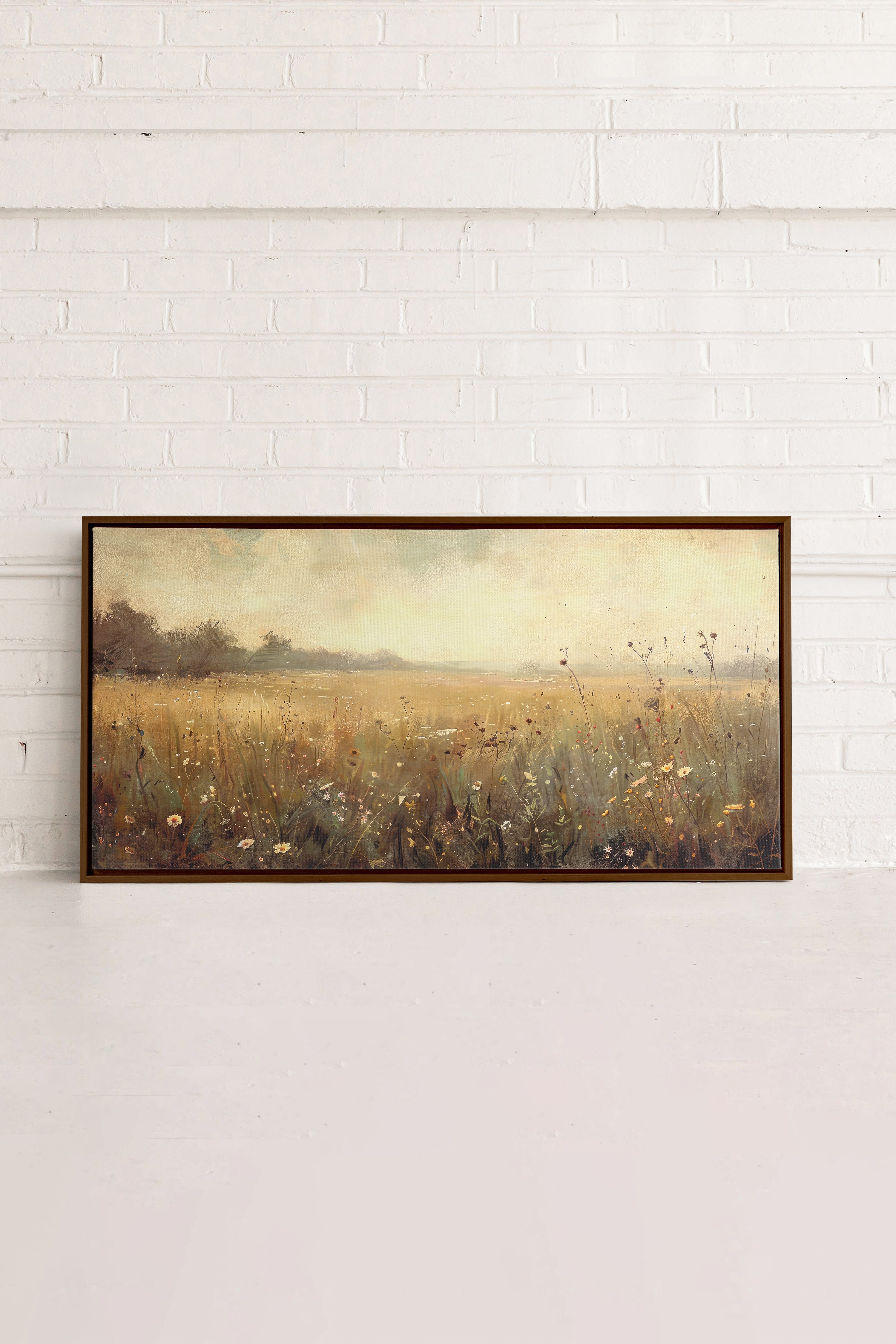 OLEKA CANVAS - Greenscape, Oeuvre sur toile étirée, encadré Brun Noyer