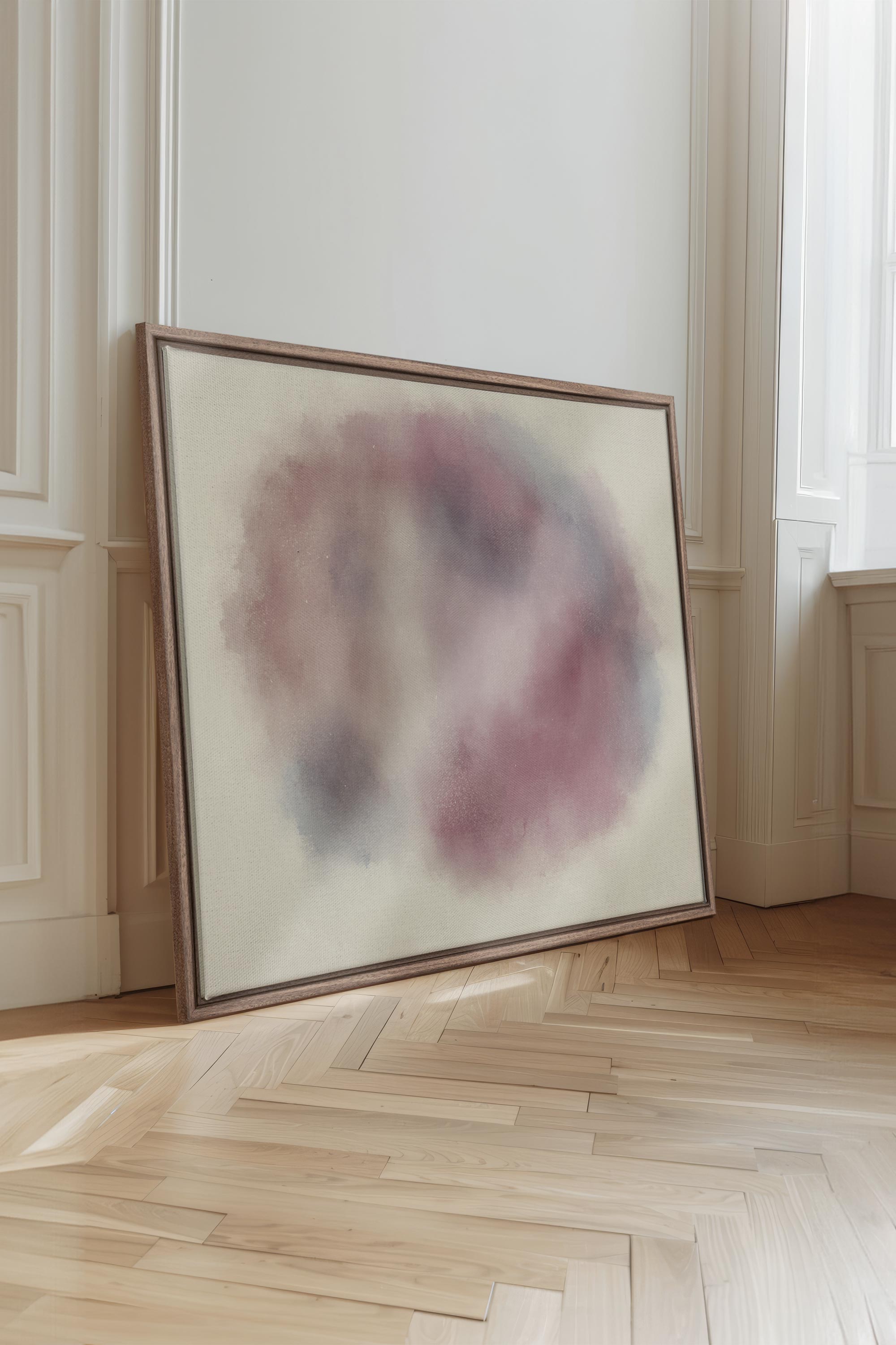OLEKA CANVAS - PASTEL CLOUD, Oeuvre sur toile étirée, encadré Brun Chêne
