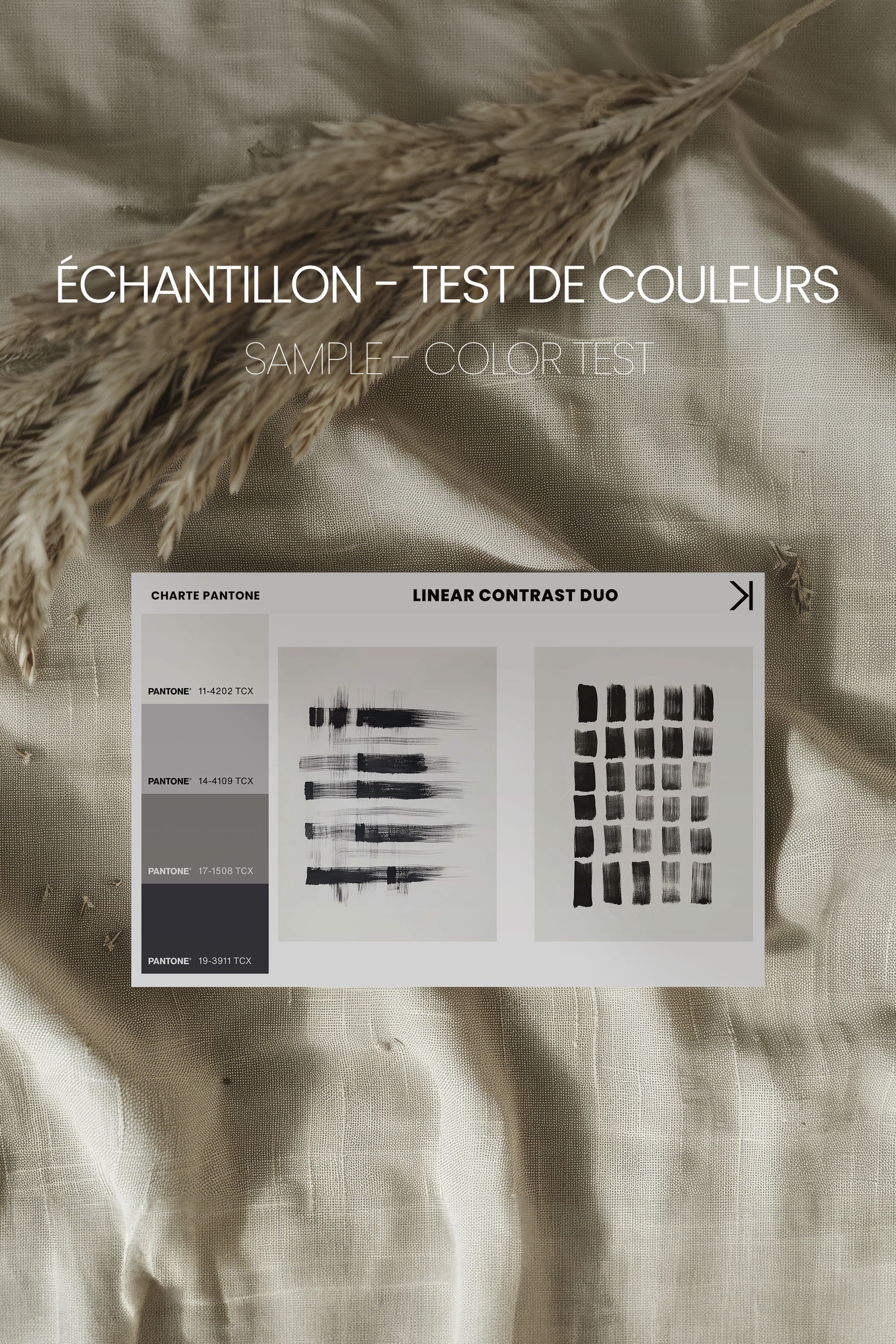 OLEKA CANVAS - LINEAR CONTRAST DUO, 2 Oeuvres sur toile étirée, encadré Blanc