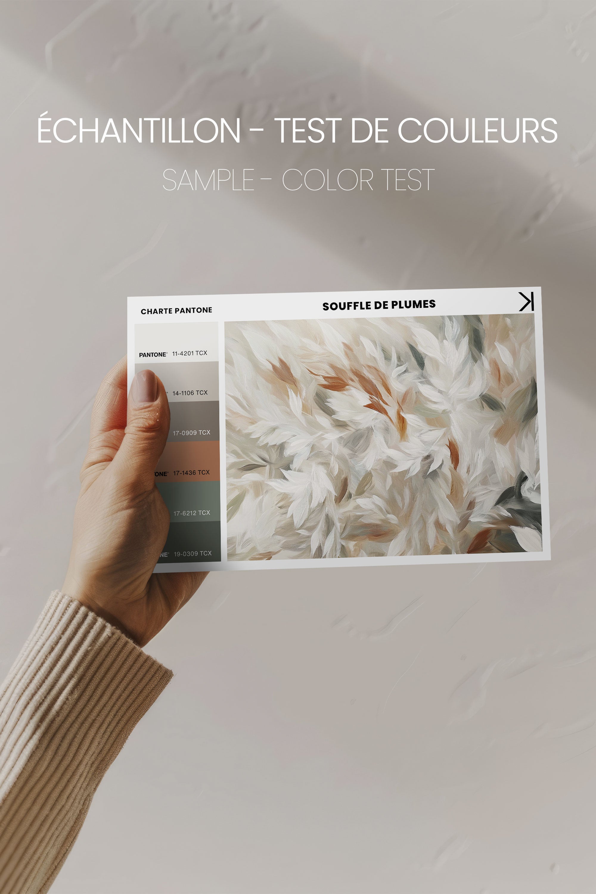 OLEKA CANVAS - SOUFFLE DE PLUMES, Oeuvre sur toile étirée, encadré Blanc