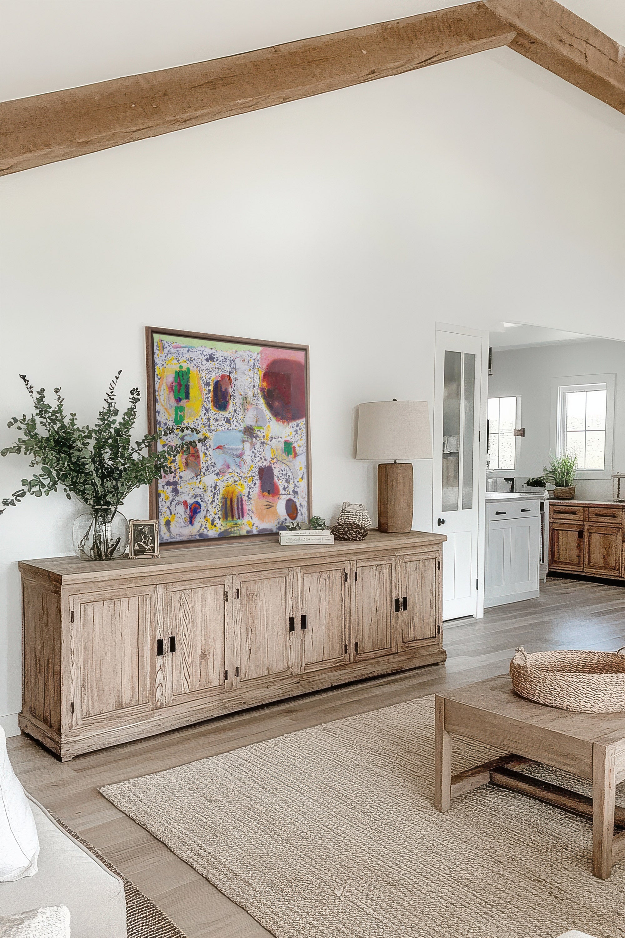 OLEKA CANVAS - RYTHME CHROMATIQUE, Oeuvre sur toile étirée, encadré Brun Chêne