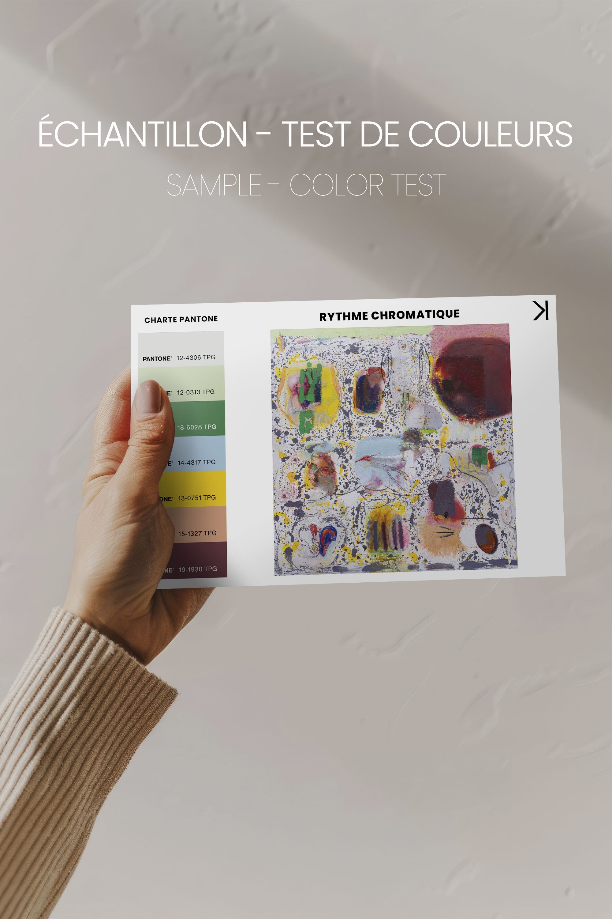 OLEKA CANVAS - RYTHME CHROMATIQUE, Oeuvre sur toile étirée, encadré Blanc