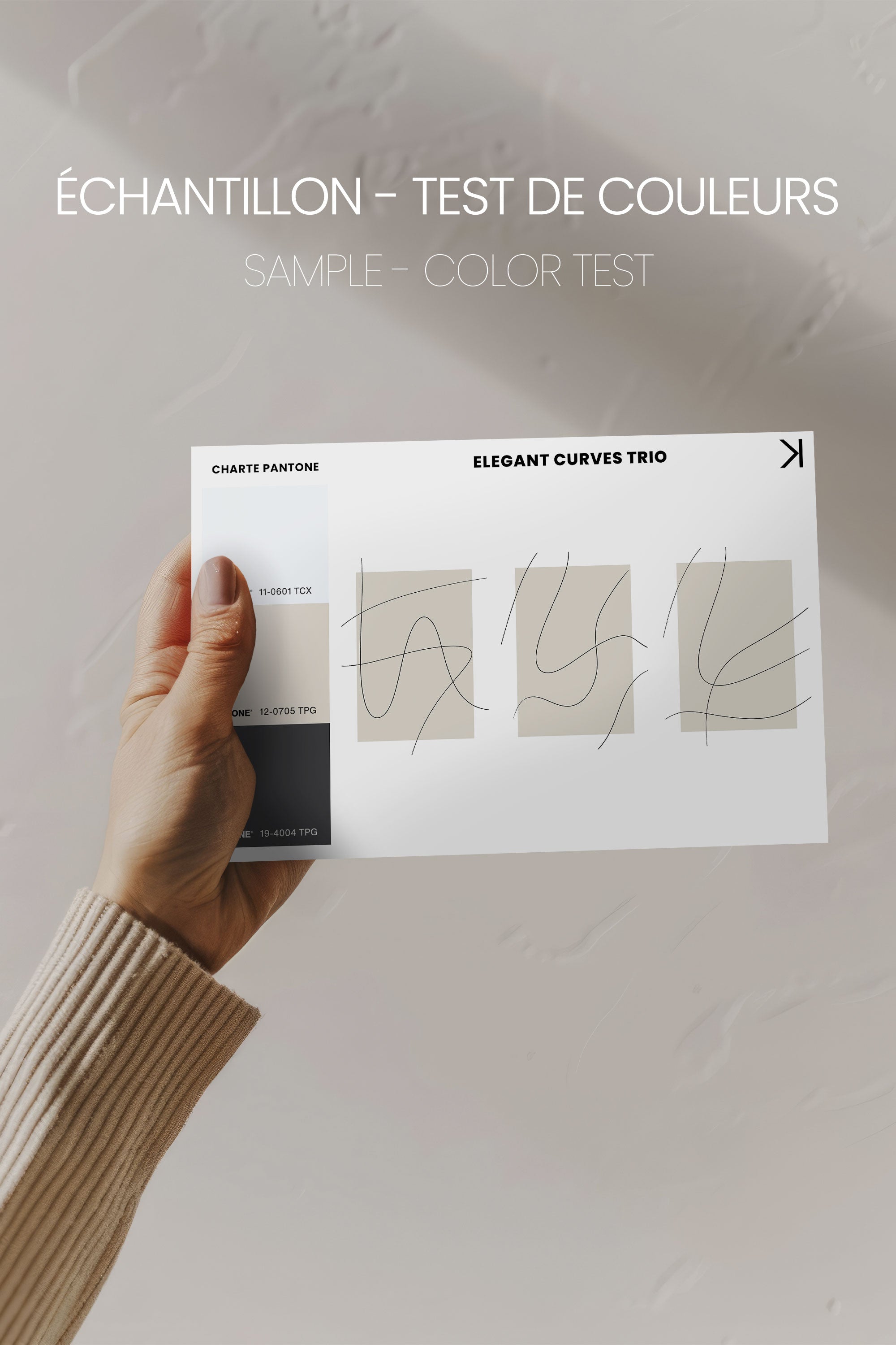 OLEKA CANVAS - ELEGANT CURVES TRIO, 3 Oeuvres sur toile étirée, encadré Brun Chêne