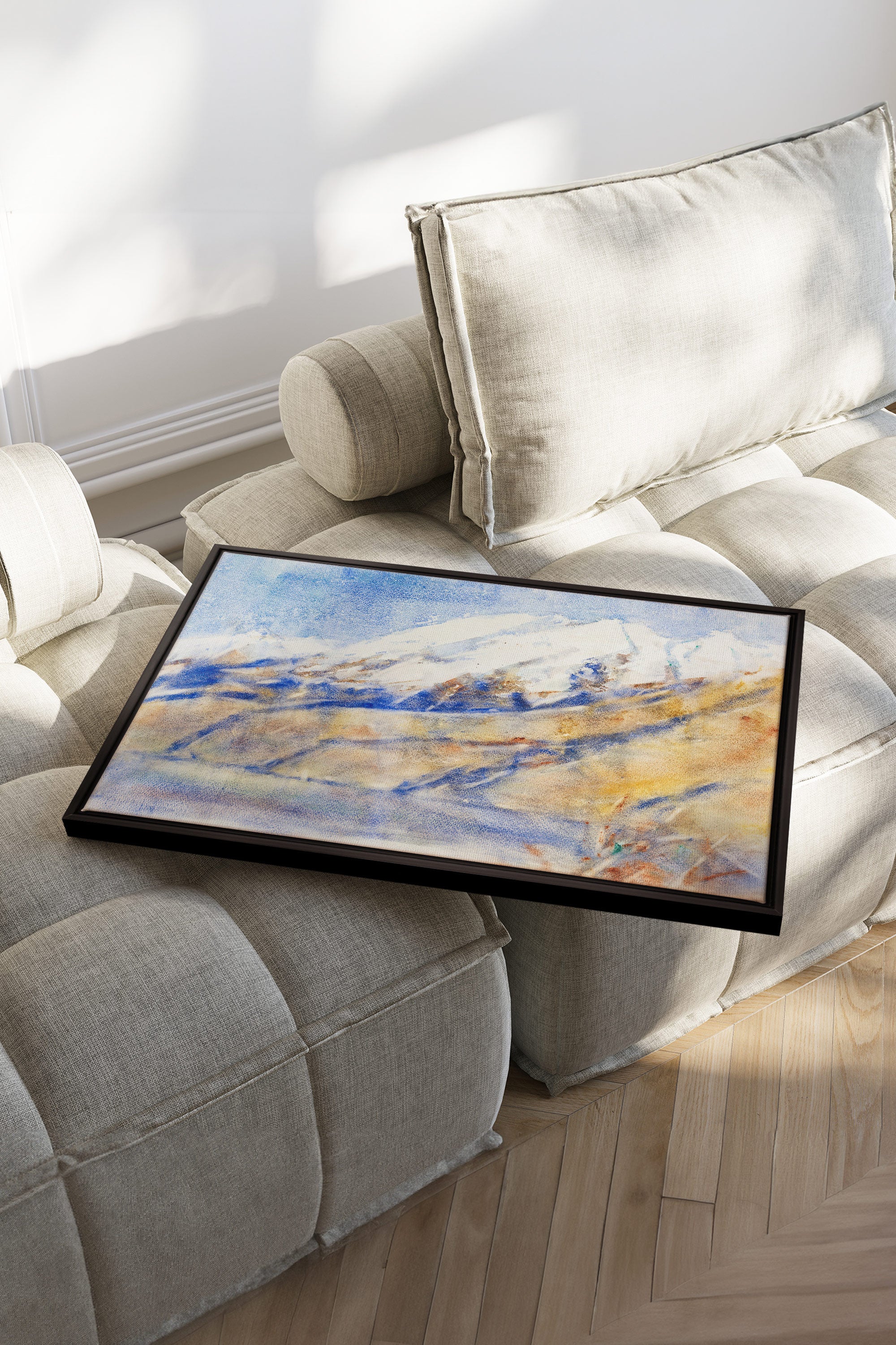 HORIZON CRISTALLIN, Oeuvre sur toile étirée, encadré Noir