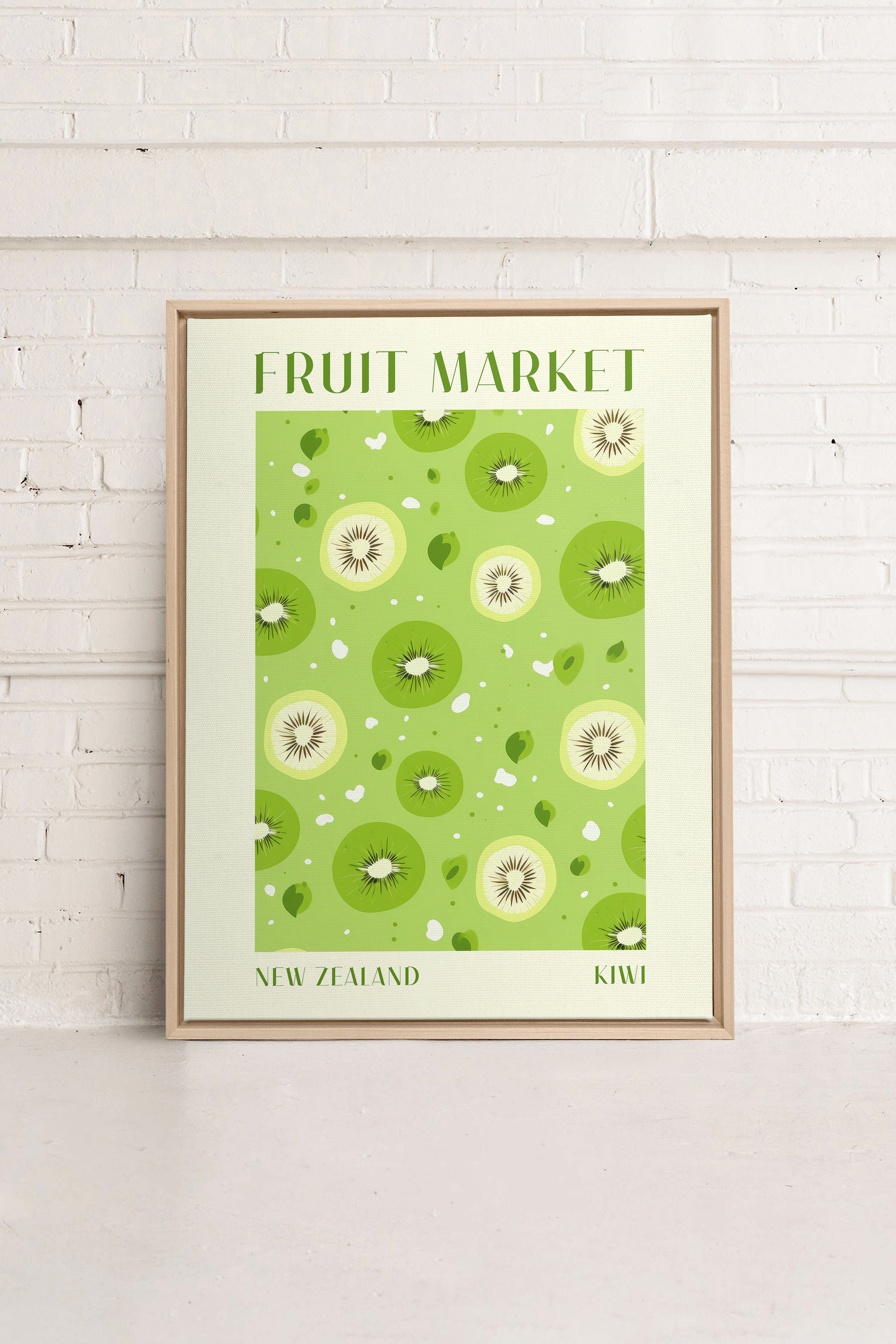 OLEKA CANVAS - KIWI, Oeuvre sur toile étirée, encadré Naturel Clair