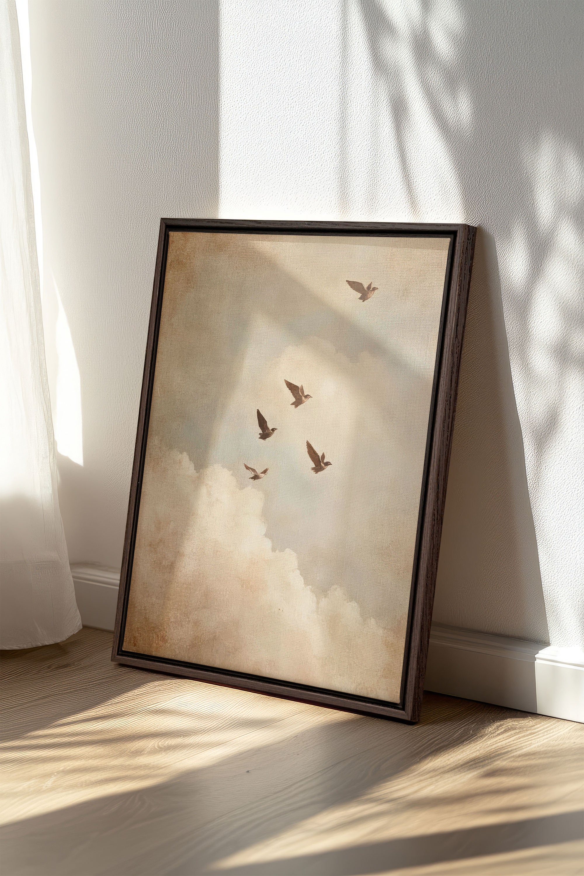 OLEKA CANVAS - VOLÉE DE SOUVENIRS, Oeuvre sur toile étirée, encadré Brun Noyer