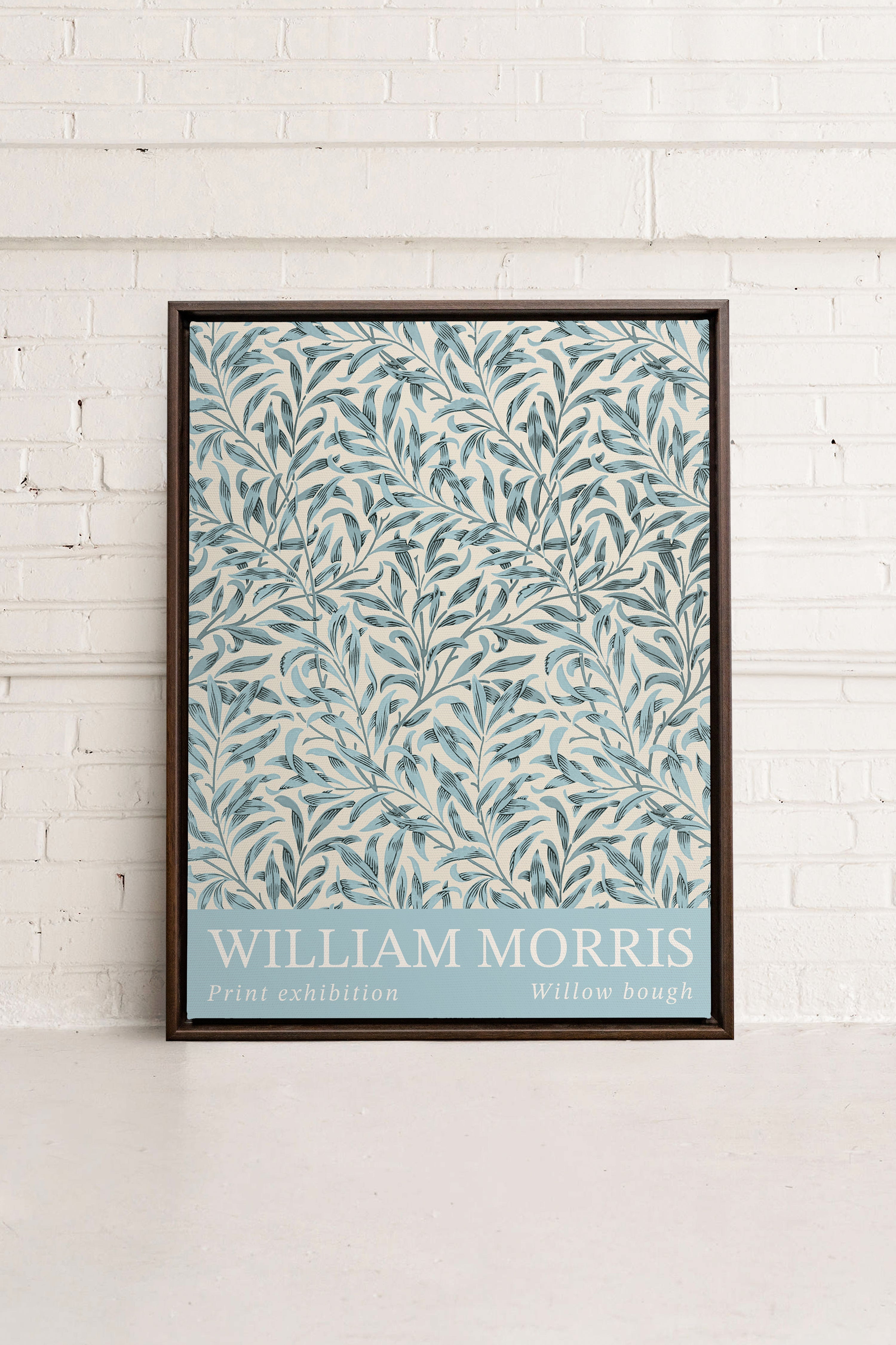 OLEKA CANVAS - BLEU MORRIS, Oeuvre sur toile étirée, encadré Brun Noyer