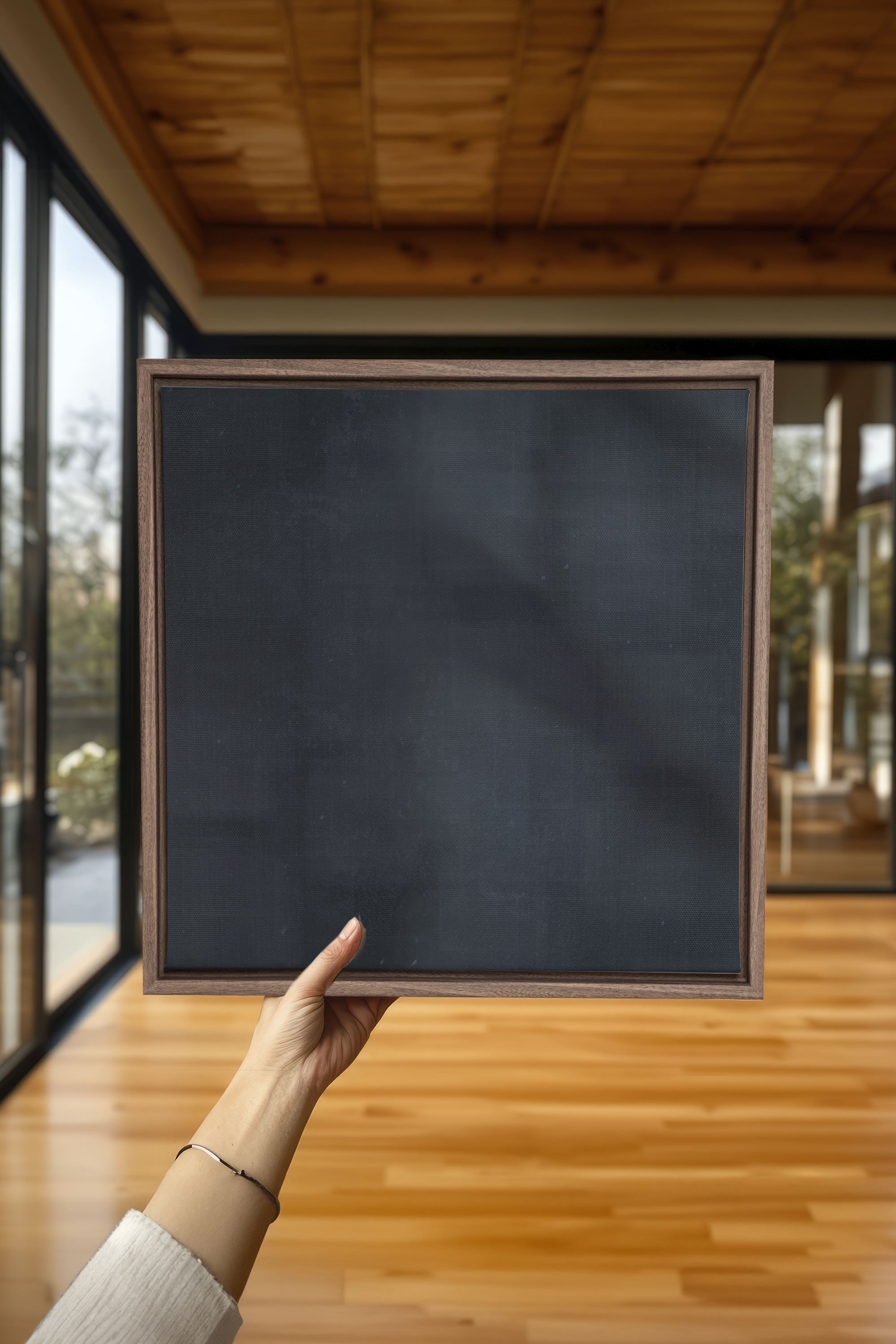 OLEKA CANVAS - BLUE DUSK, Oeuvre sur toile étirée, encadré Brun Chêne