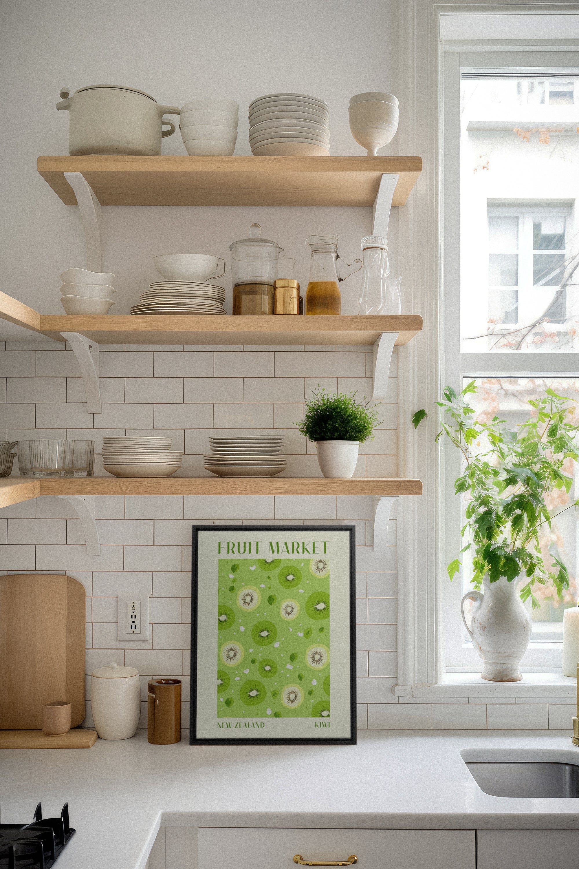 OLEKA CANVAS - KIWI, Oeuvre sur toile étirée, encadré Noir