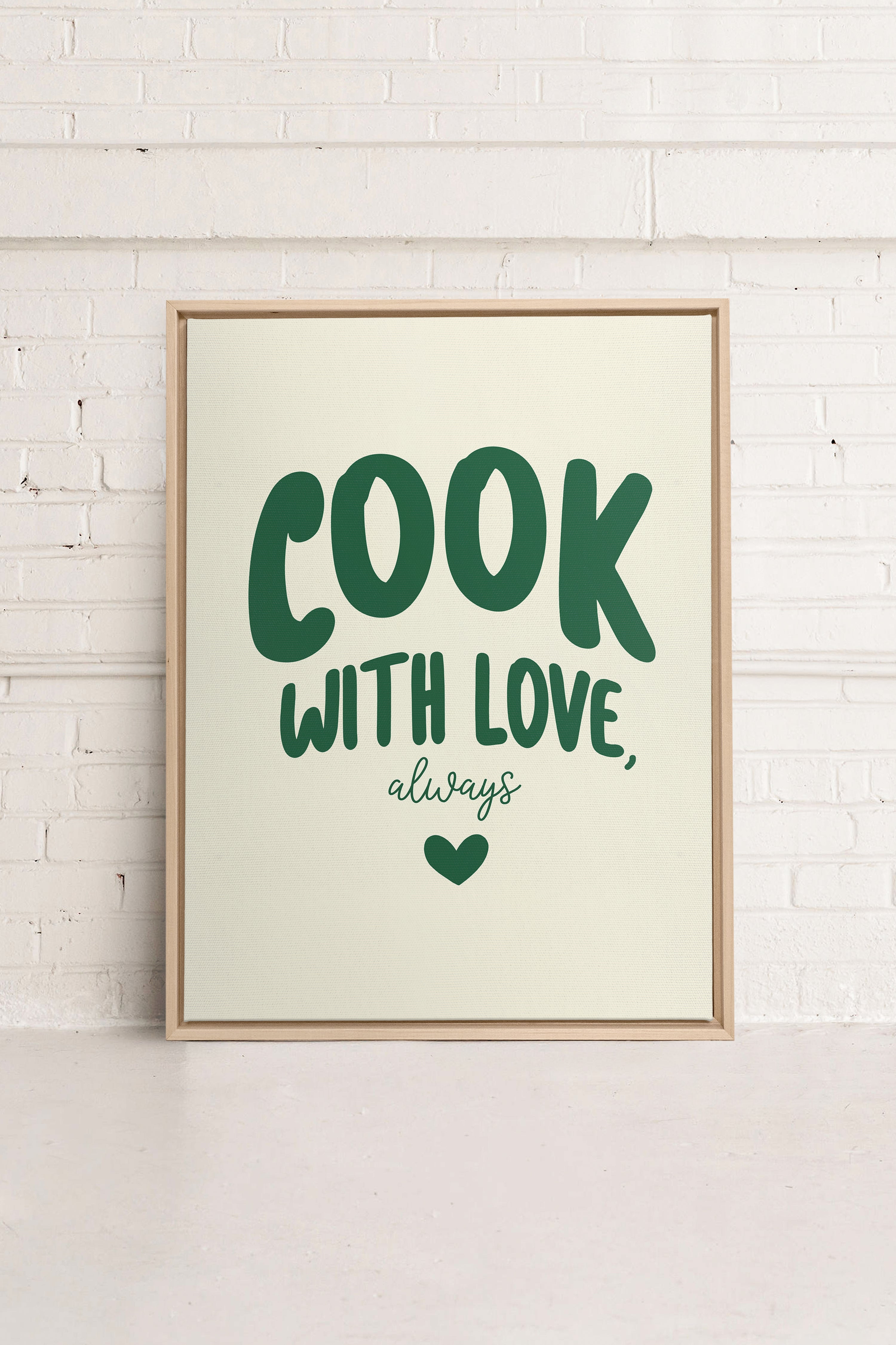 OLEKA CANVAS - COOK WITH LOVE, Oeuvre sur toile étirée, encadré Naturel Clair