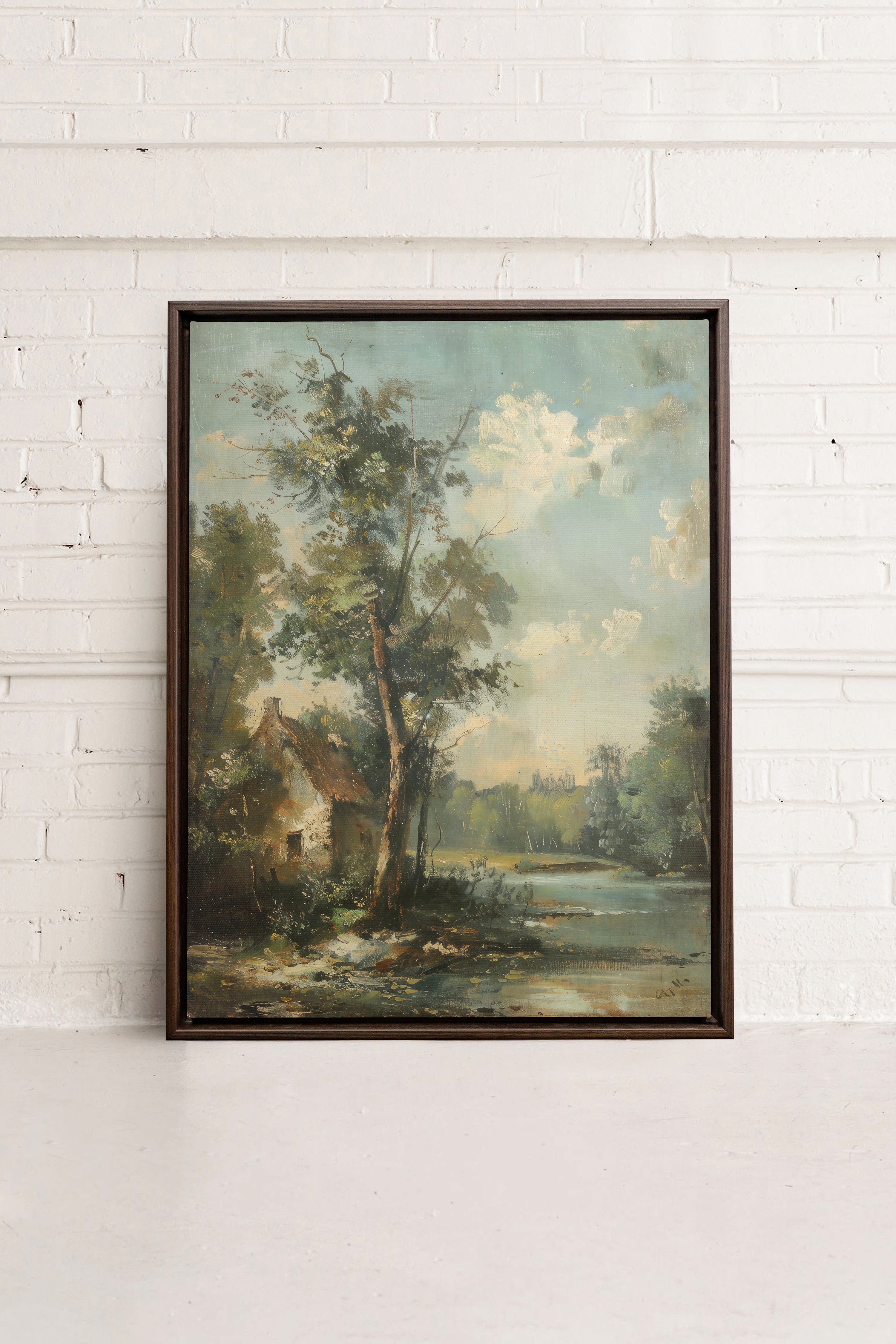 OLEKA CANVAS - French Homestead, Oeuvre sur toile étirée, encadré Brun Noyer