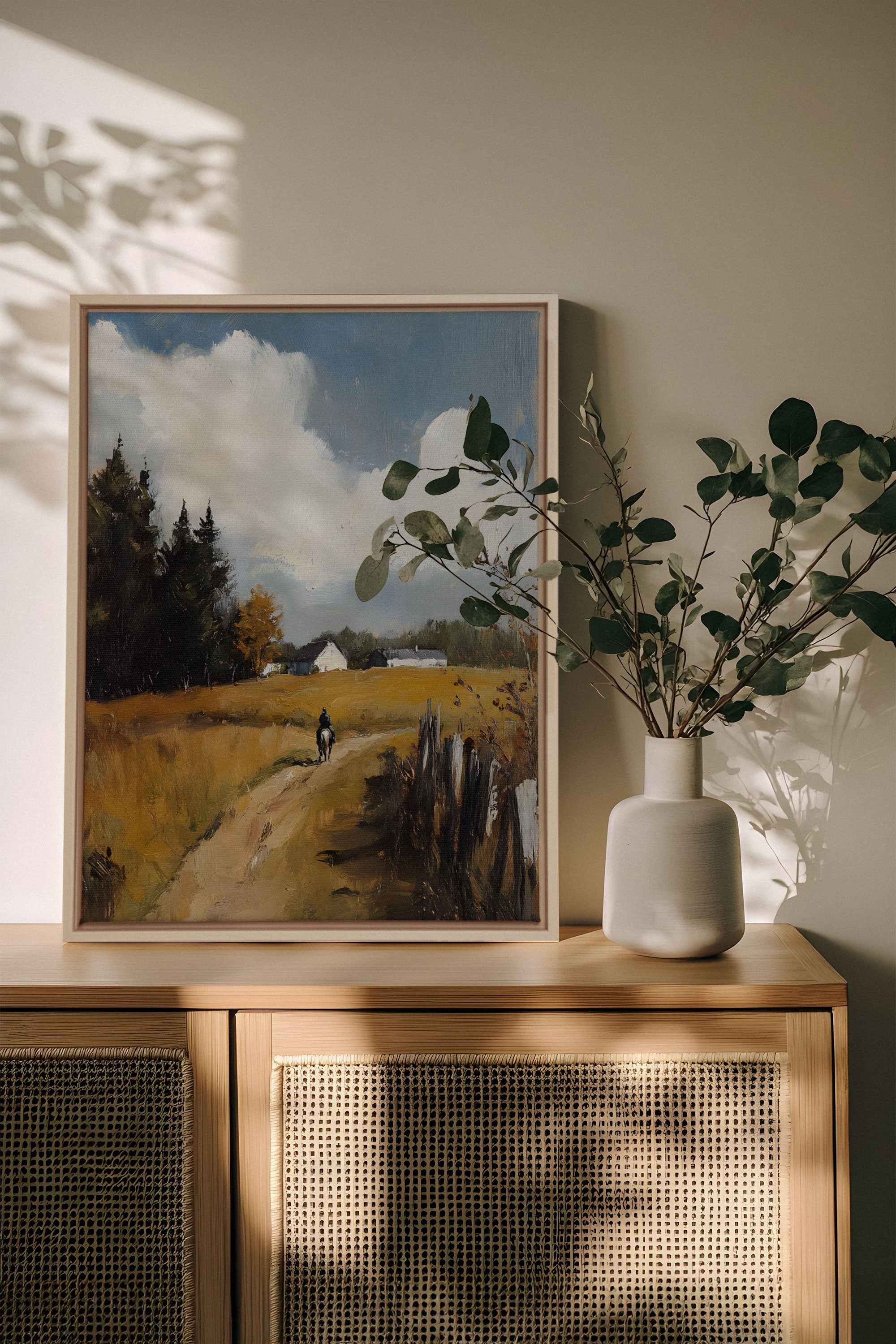 OLEKA CANVAS - THROUGH THE FIELDS, Oeuvre sur toile étirée, encadré Naturel Clair