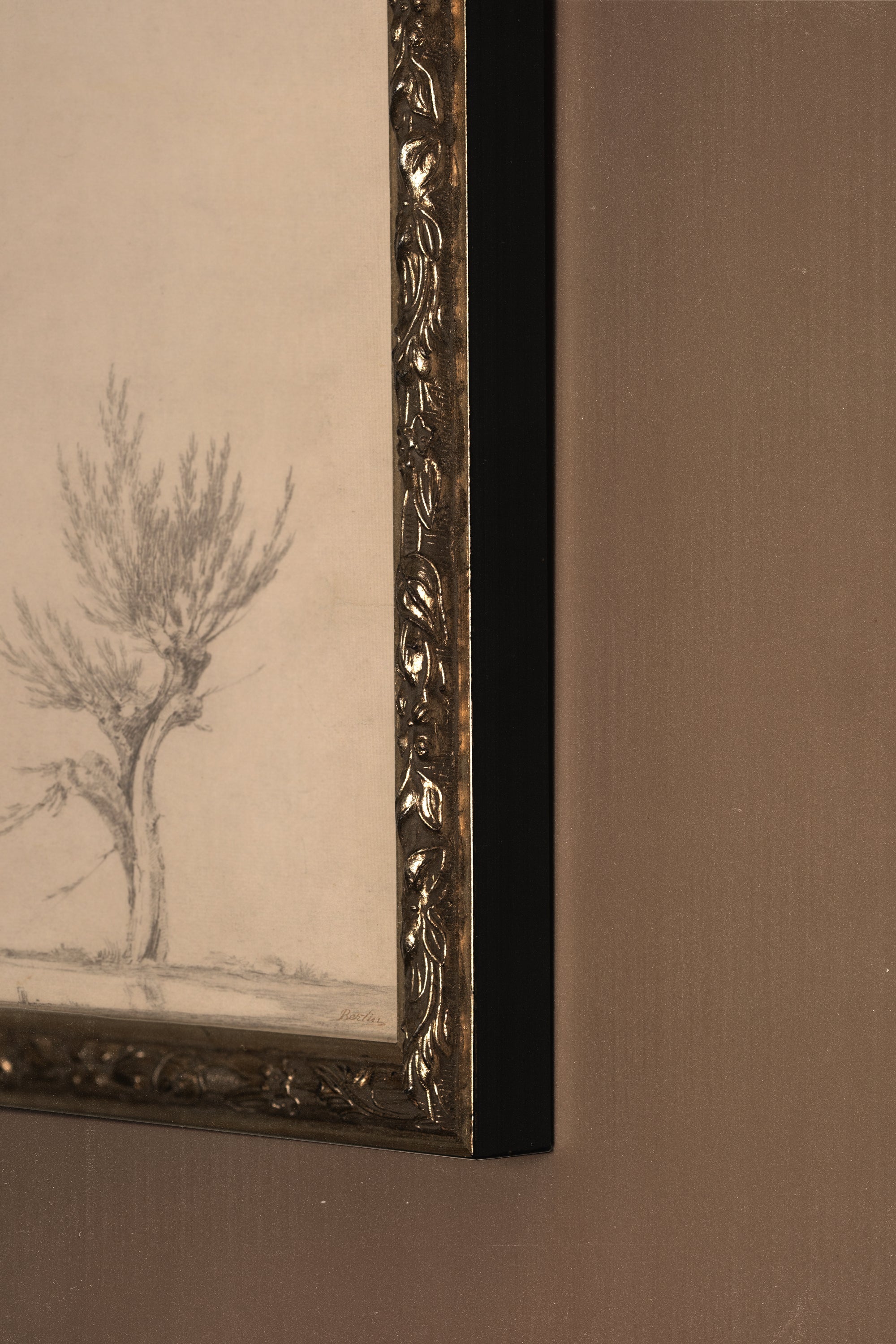 SOUFFLE DU PEUPLIER, Artwork on rigid canvas, framed Vintage Silver