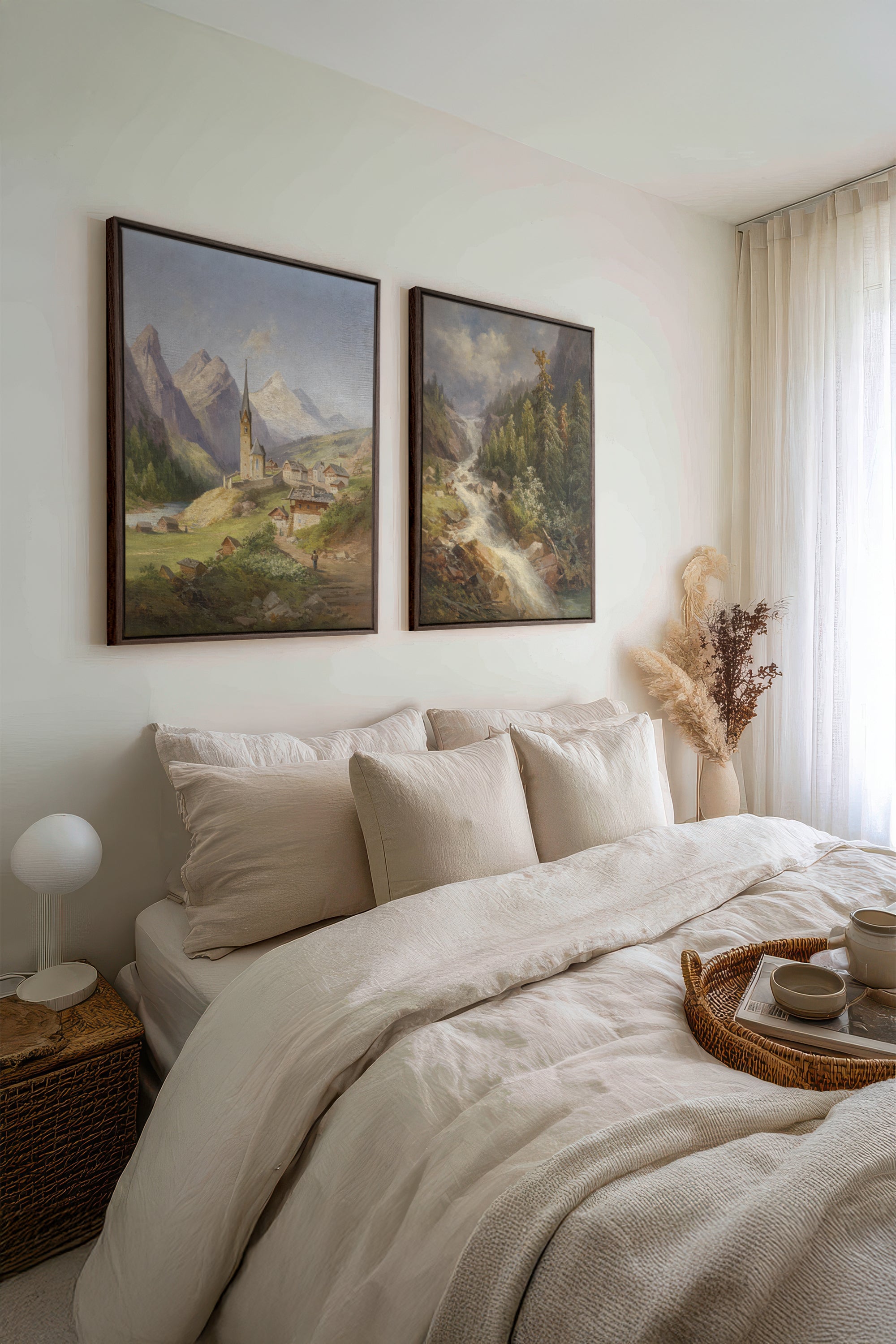 TIMELESS GARDEN DUO, 2 Works on stretched canvas, framed Walnut Brown