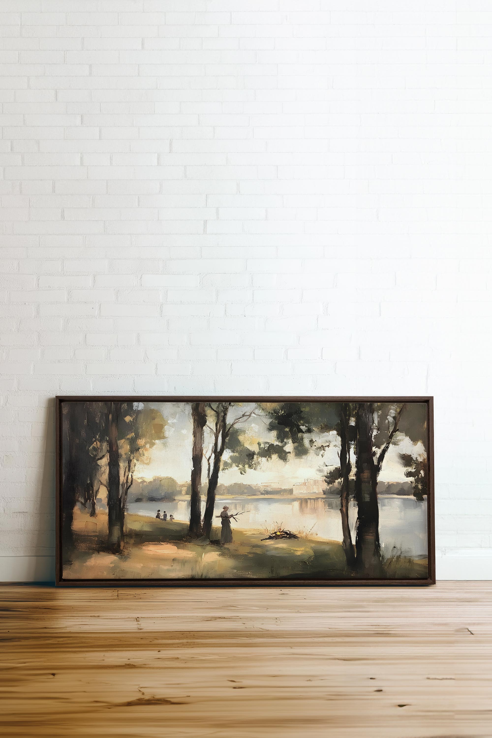 OLEKA CANVAS - THE QUIET SHORE, Oeuvre sur toile étirée, encadré Brun Noyer