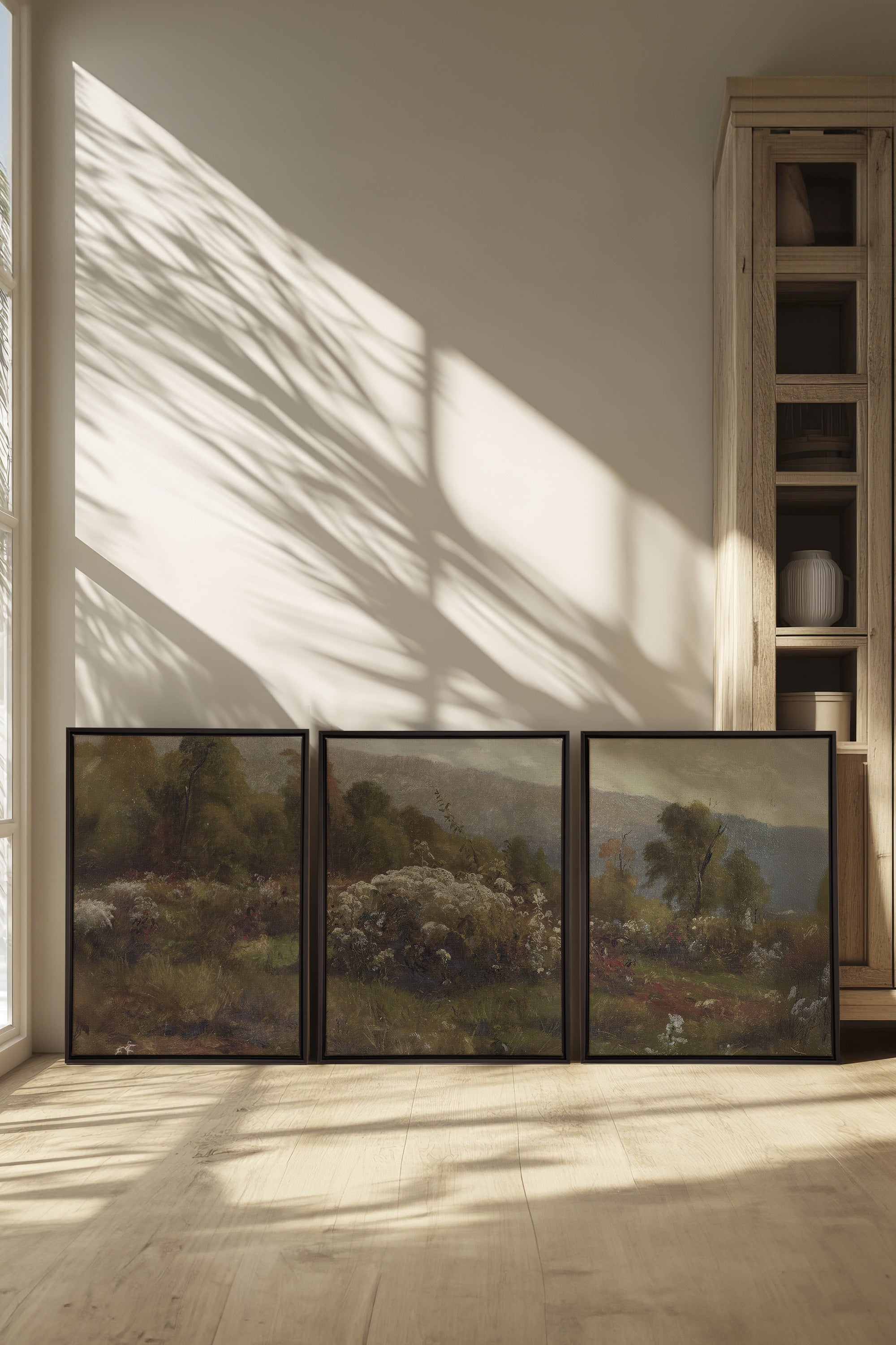 TRIO DOUCEURS CHAMPÊTRES, 3 Works on stretched canvas, black framed