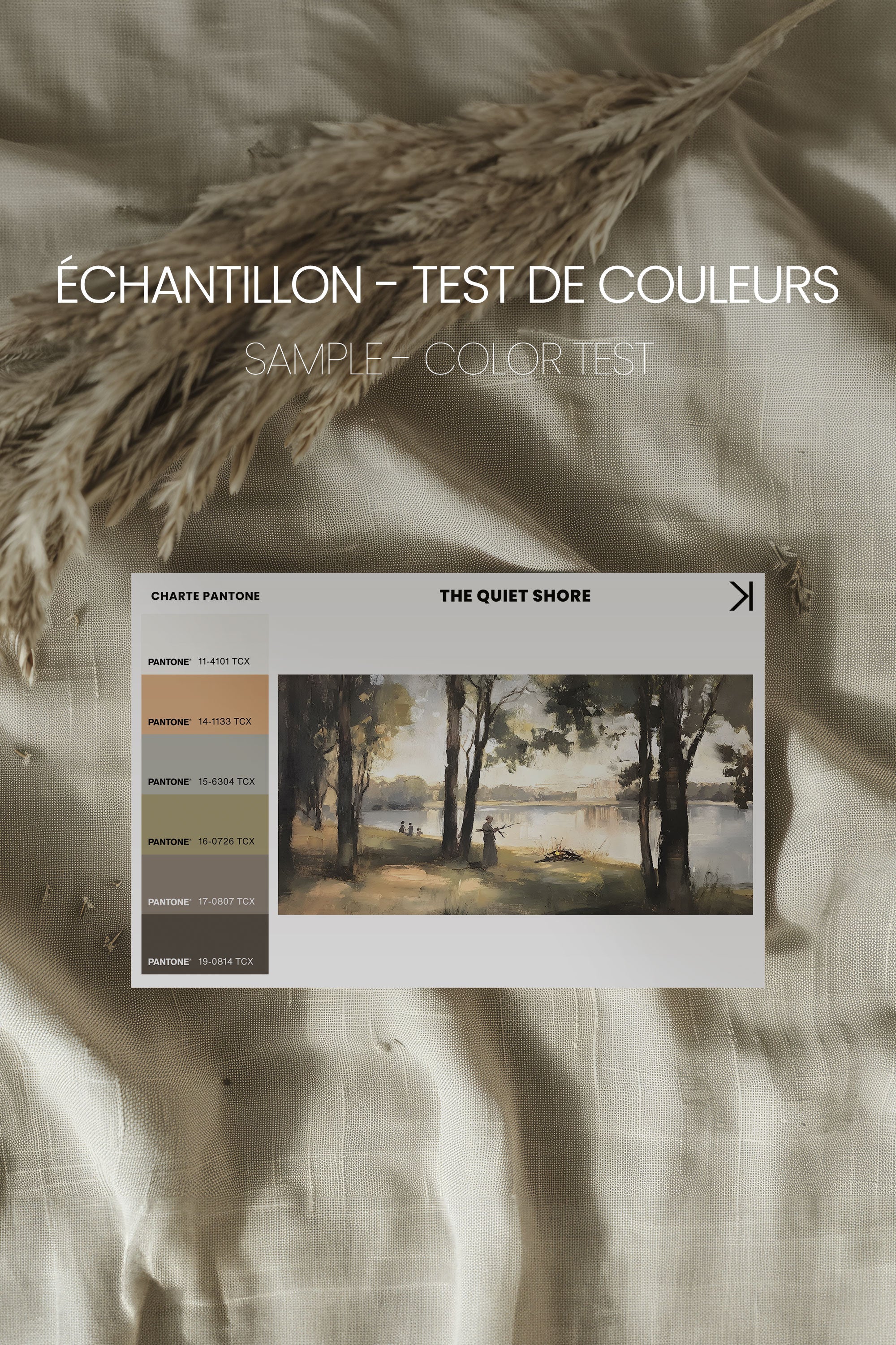 OLEKA CANVAS - THE QUIET SHORE, Oeuvre sur toile étirée, encadré Blanc