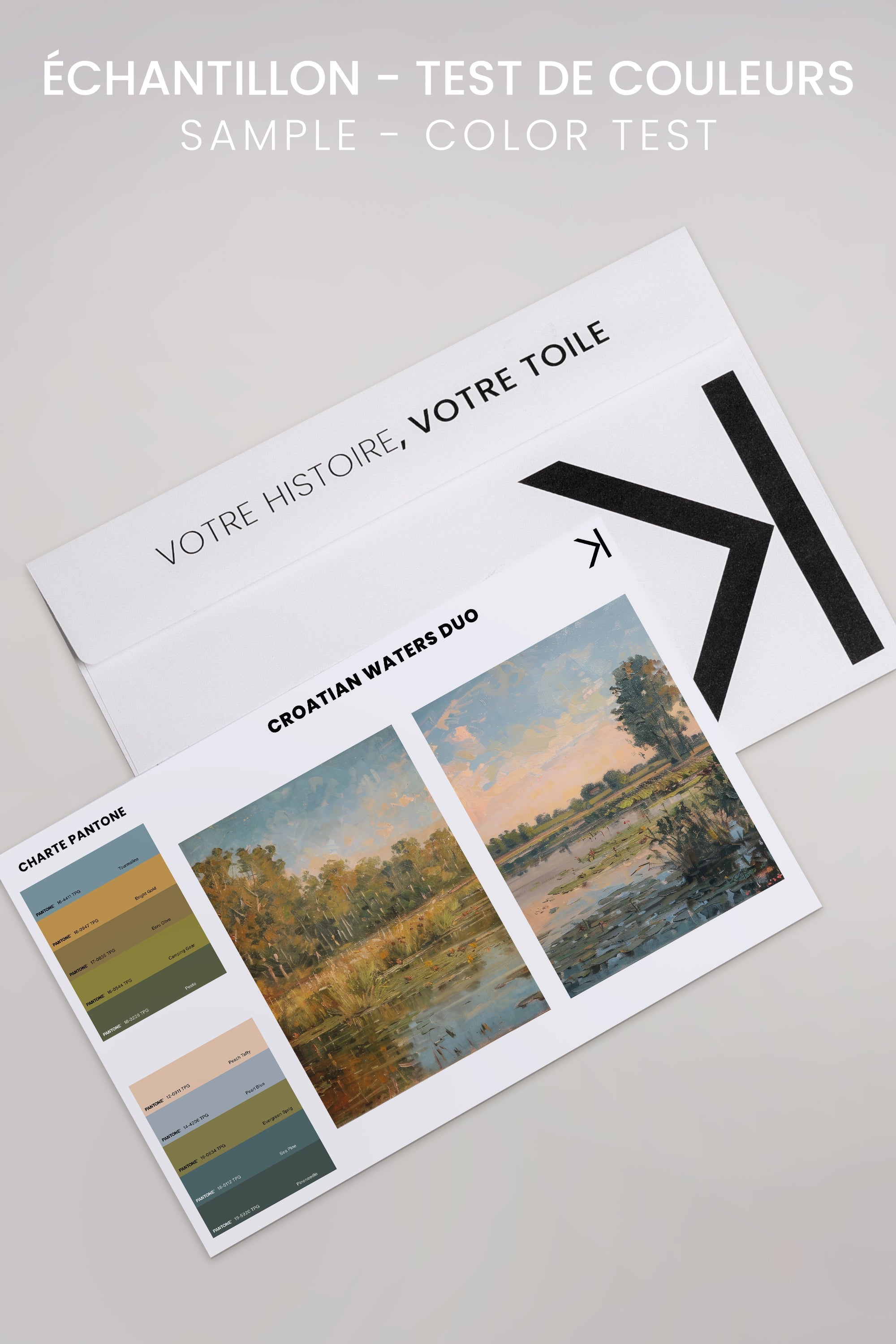 OLEKA CANVAS - COMBINAISON CROATIAN WATERS, 2 Oeuvres sur toile étirée, encadré Brun Chêne