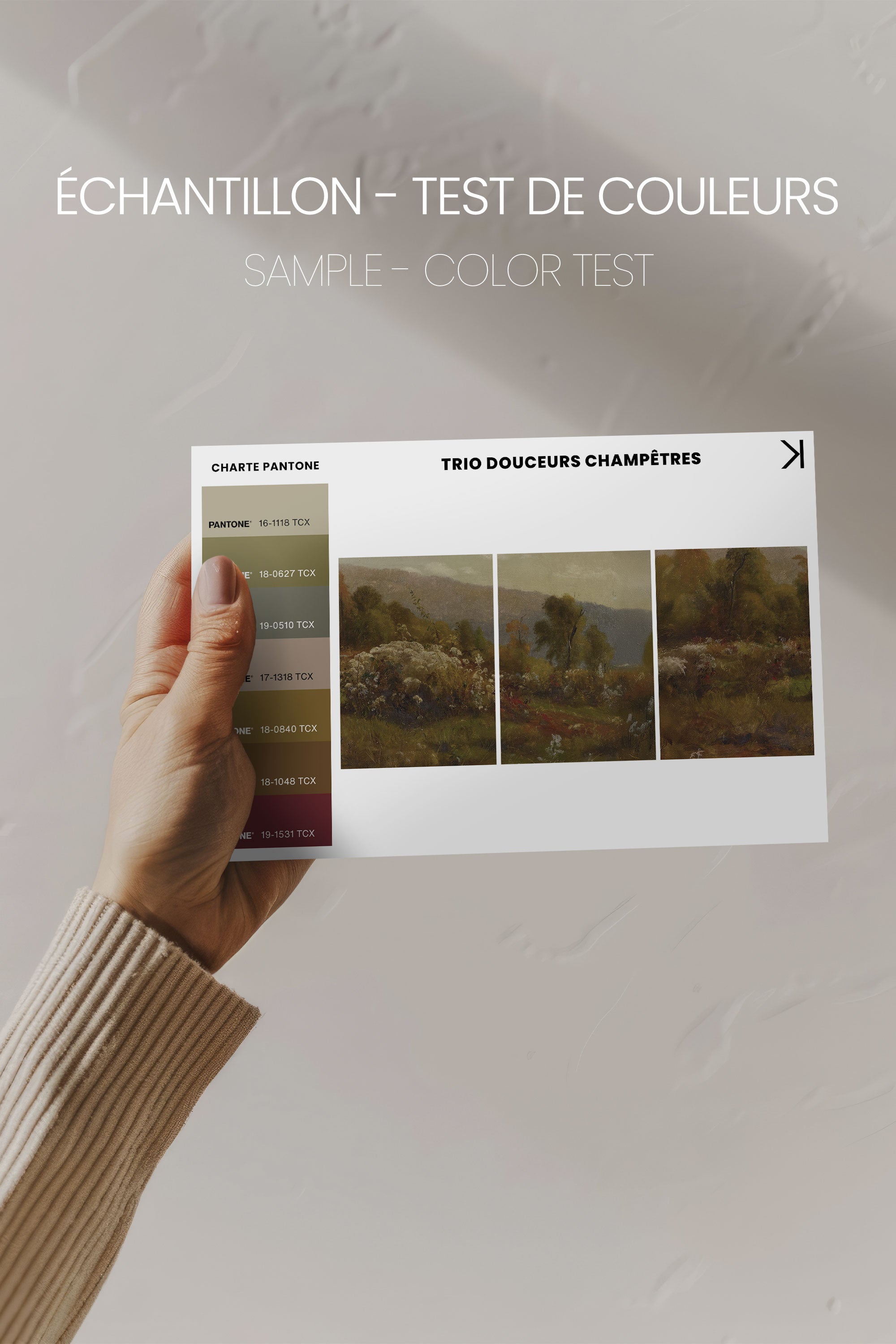 TRIO DOUCEURS CHAMPÊTRES, 3 Oeuvres sur toile étirée, encadré Blanc