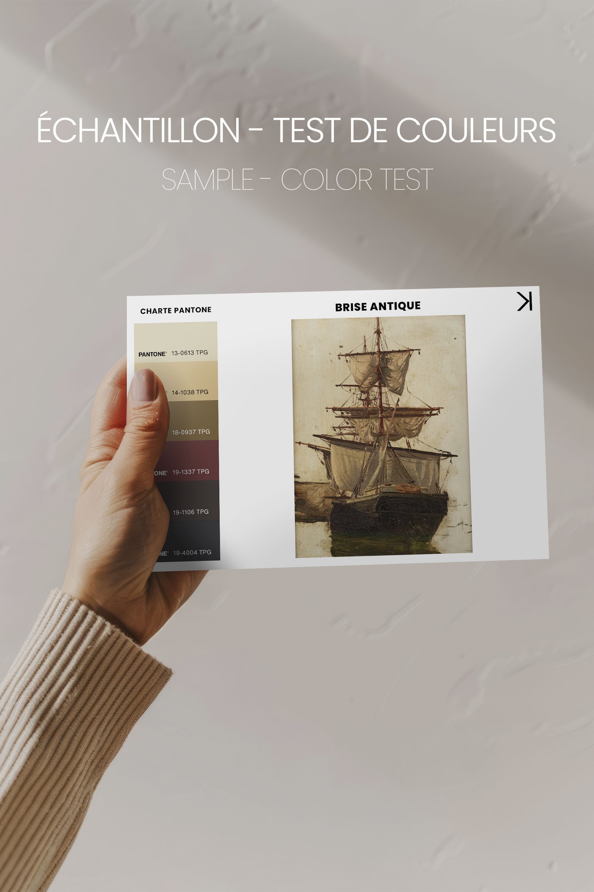 BRISE ANTIQUE, Artwork on stretched canvas, framed in white