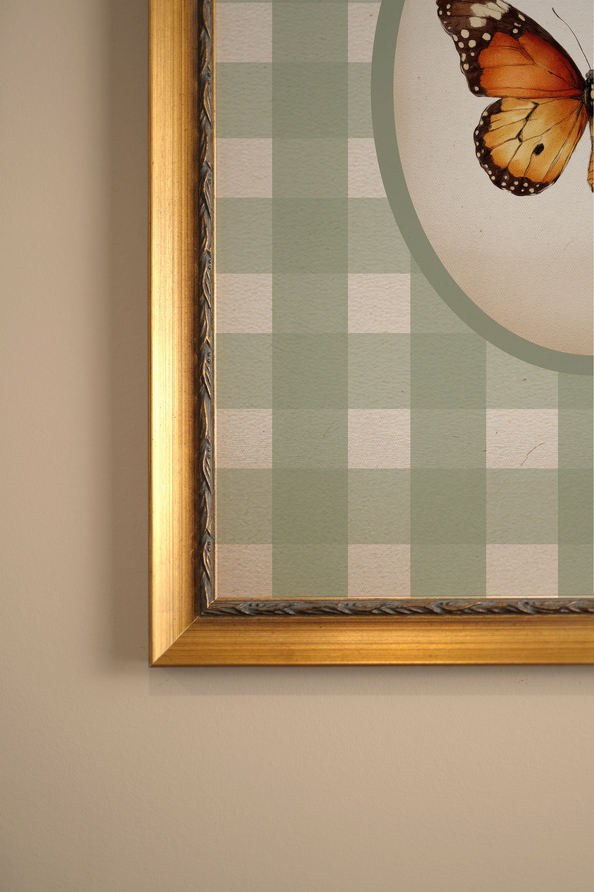 TIMELESS WINGS, Artwork on stretched canvas, framed Vintage Gold