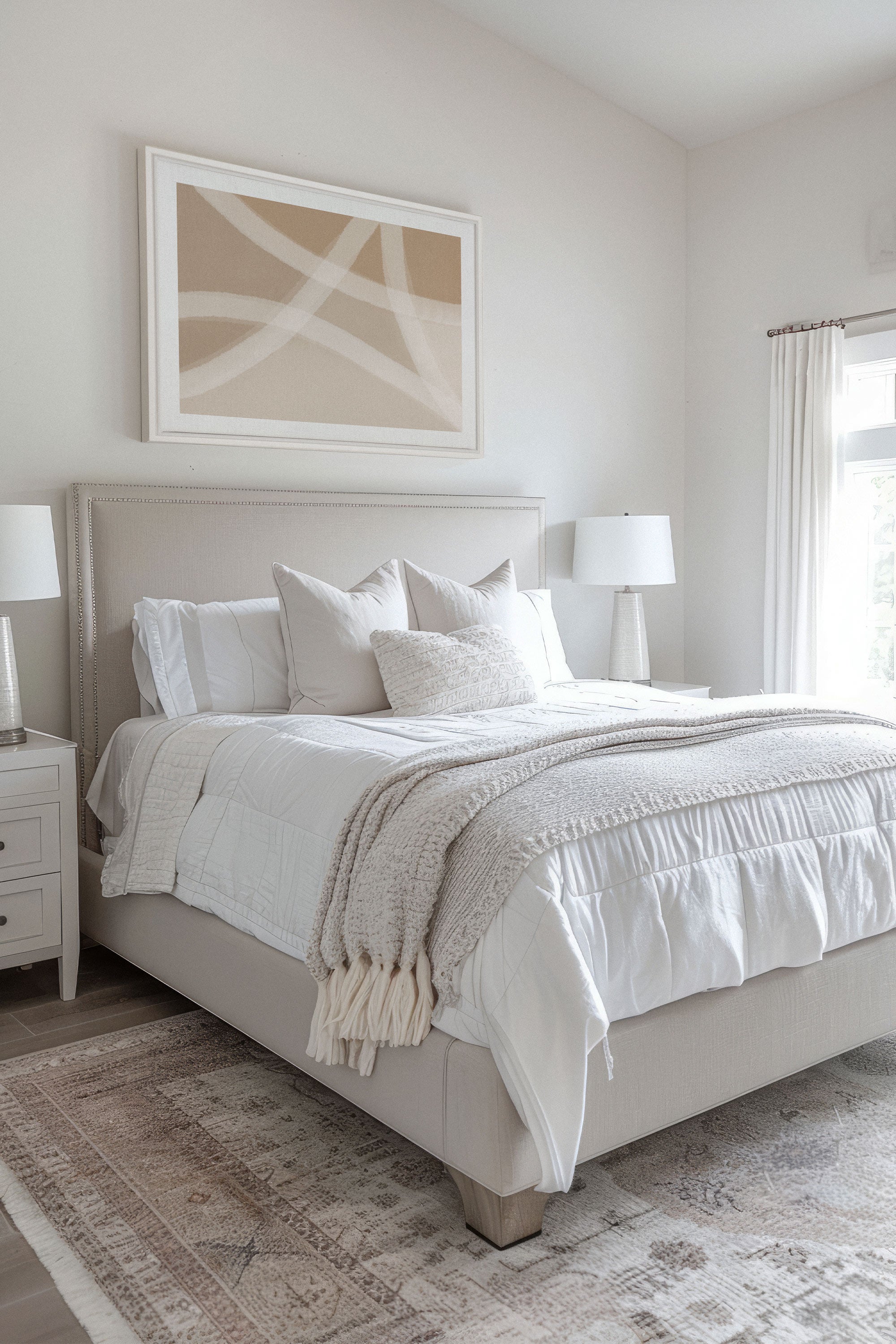 OLEKA CANVAS - DOUCEUR DE LIN, Oeuvre sur toile étirée, encadré Blanc