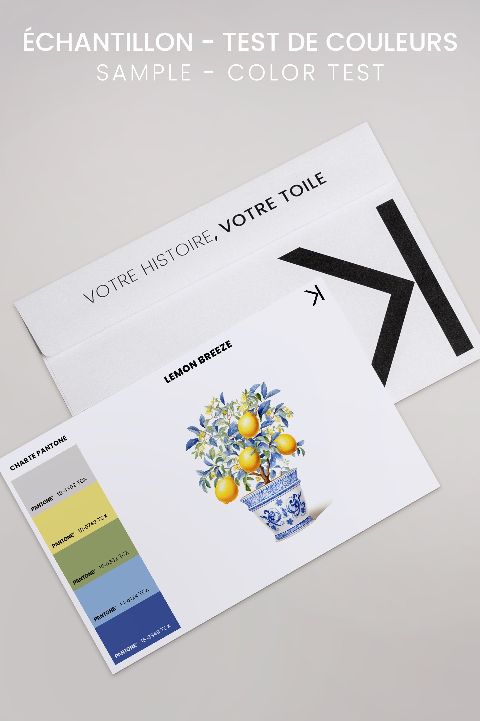 OLEKA CANVAS - LEMON BREEZE, Oeuvre sur toile étirée, encadré Blanc