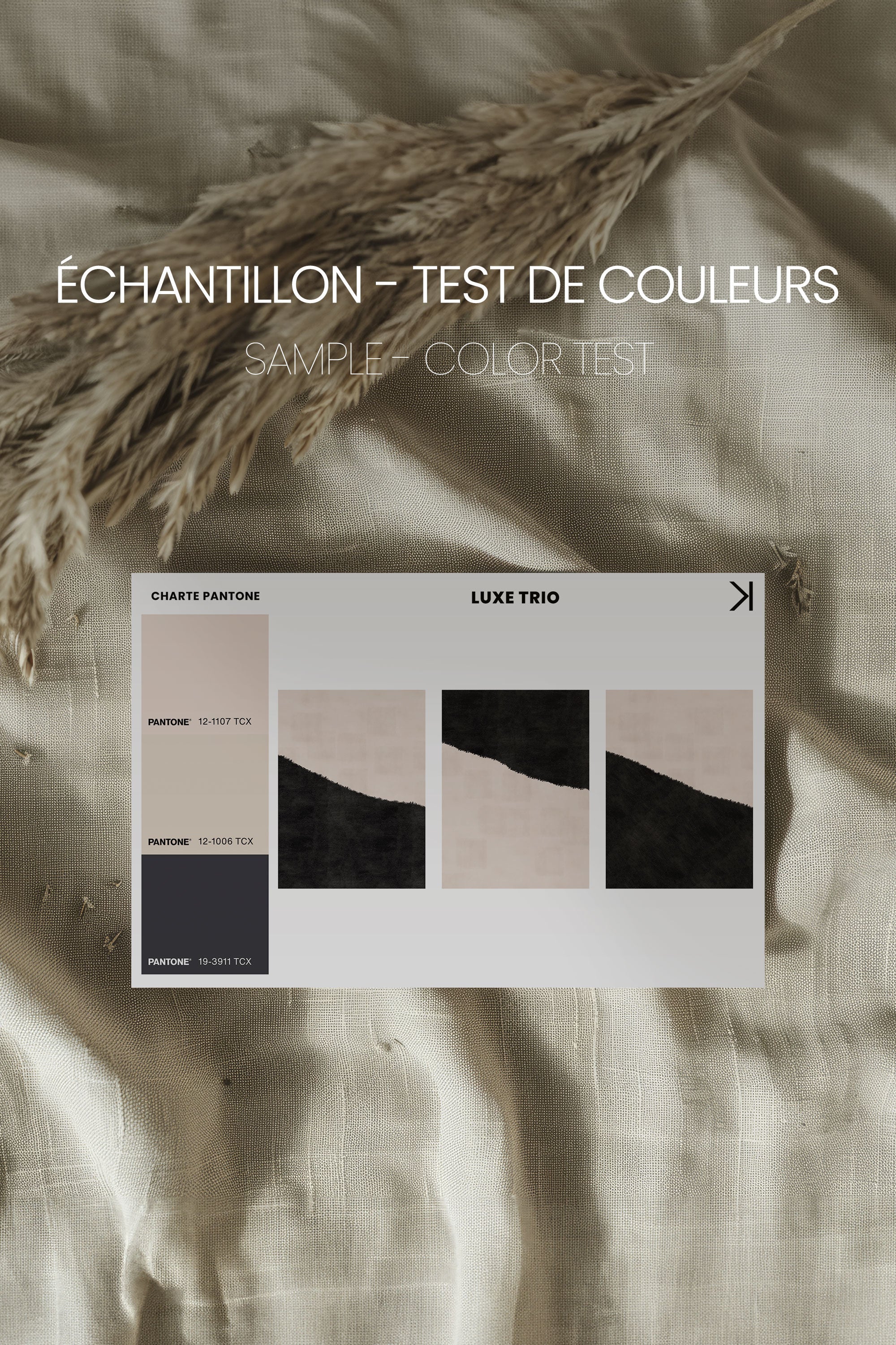 OLEKA CANVAS - LUXE TRIO, 3 Oeuvres sur toile étirée, encadré Blanc