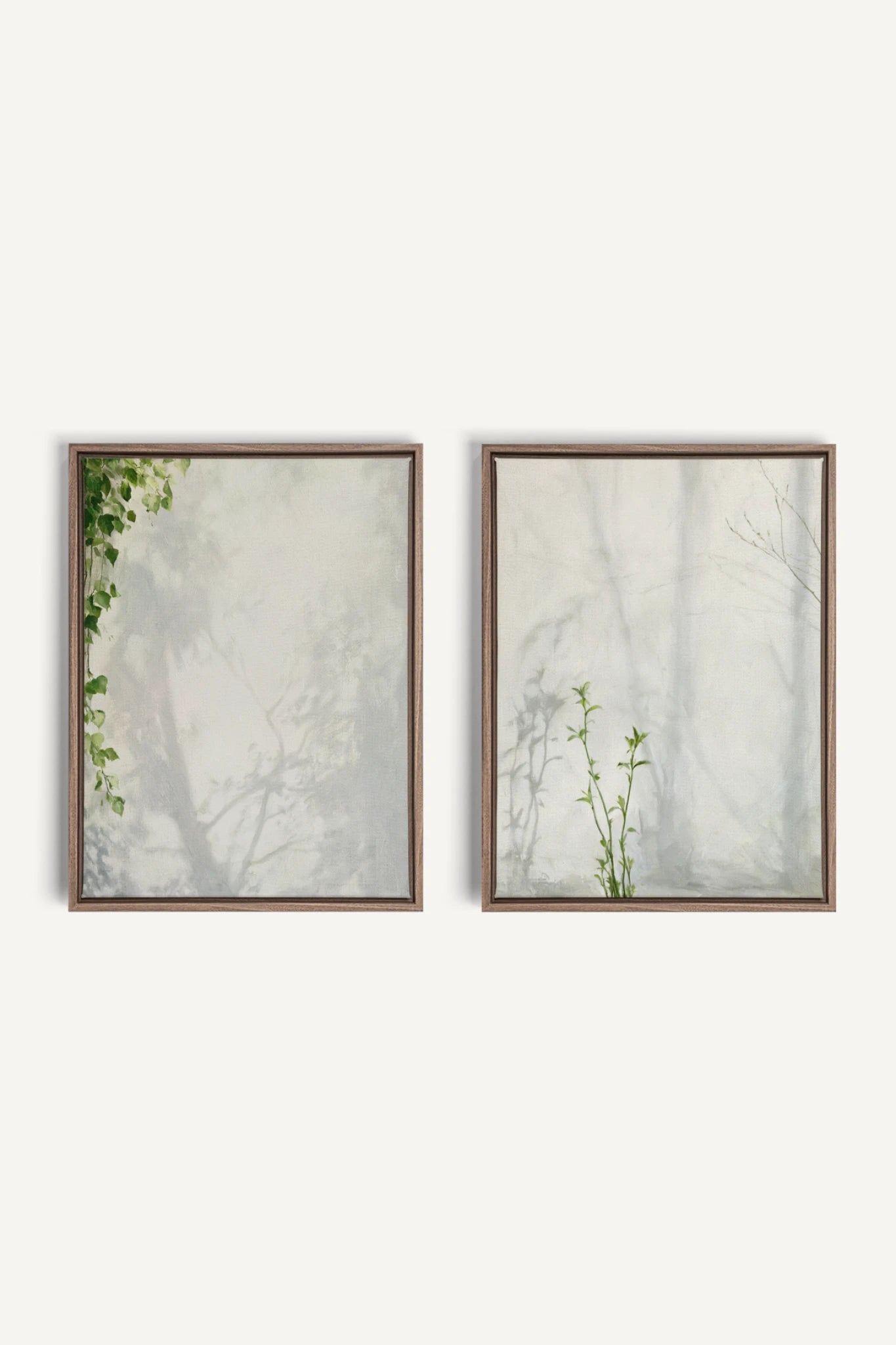 EMPREINTES DE LUMIÈRE DUO, 2 Artworks on stretched canvas, Oak Brown frame