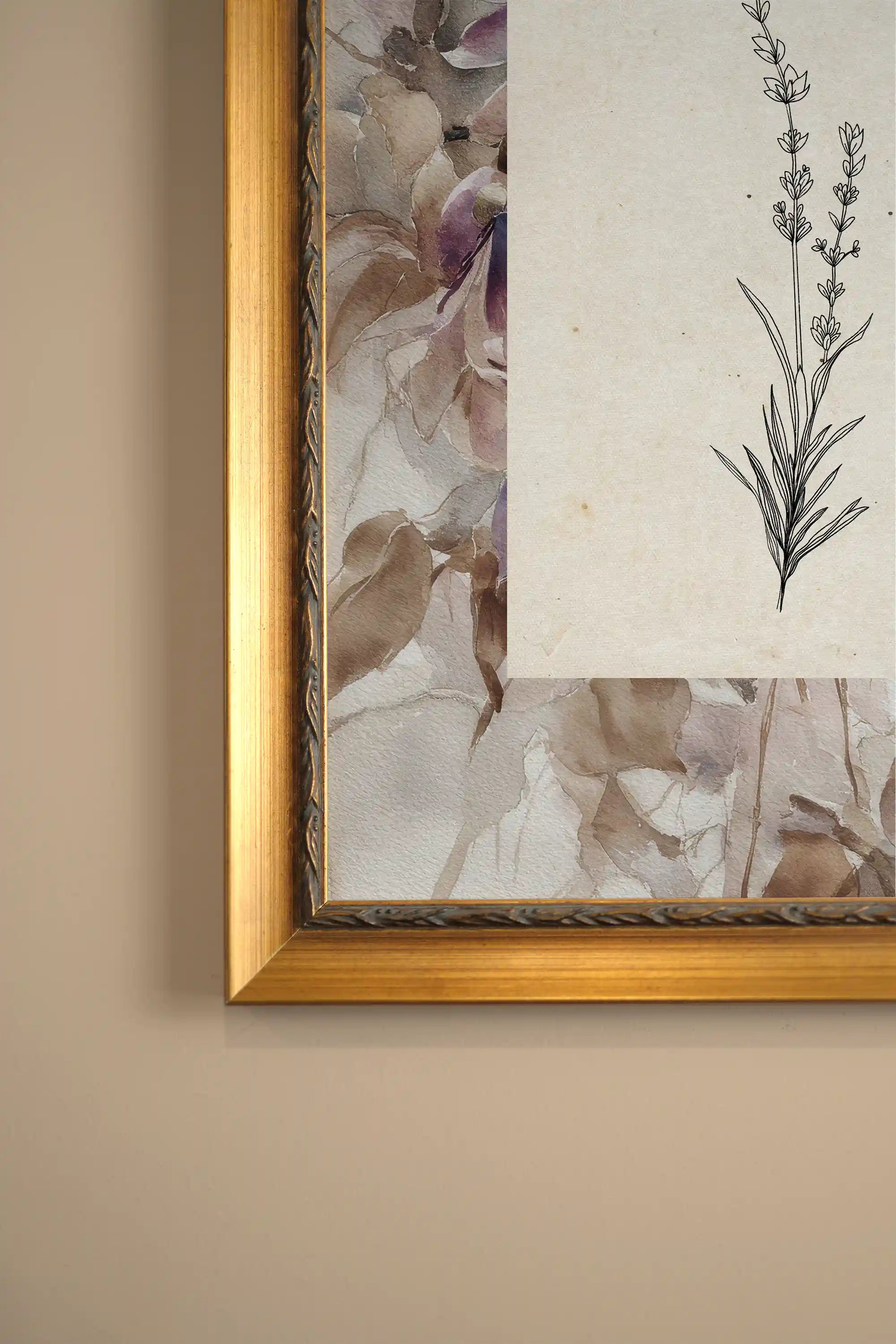ROYAL BOTANY, Stretched Canvas Artwork, Vintage Gold Frame