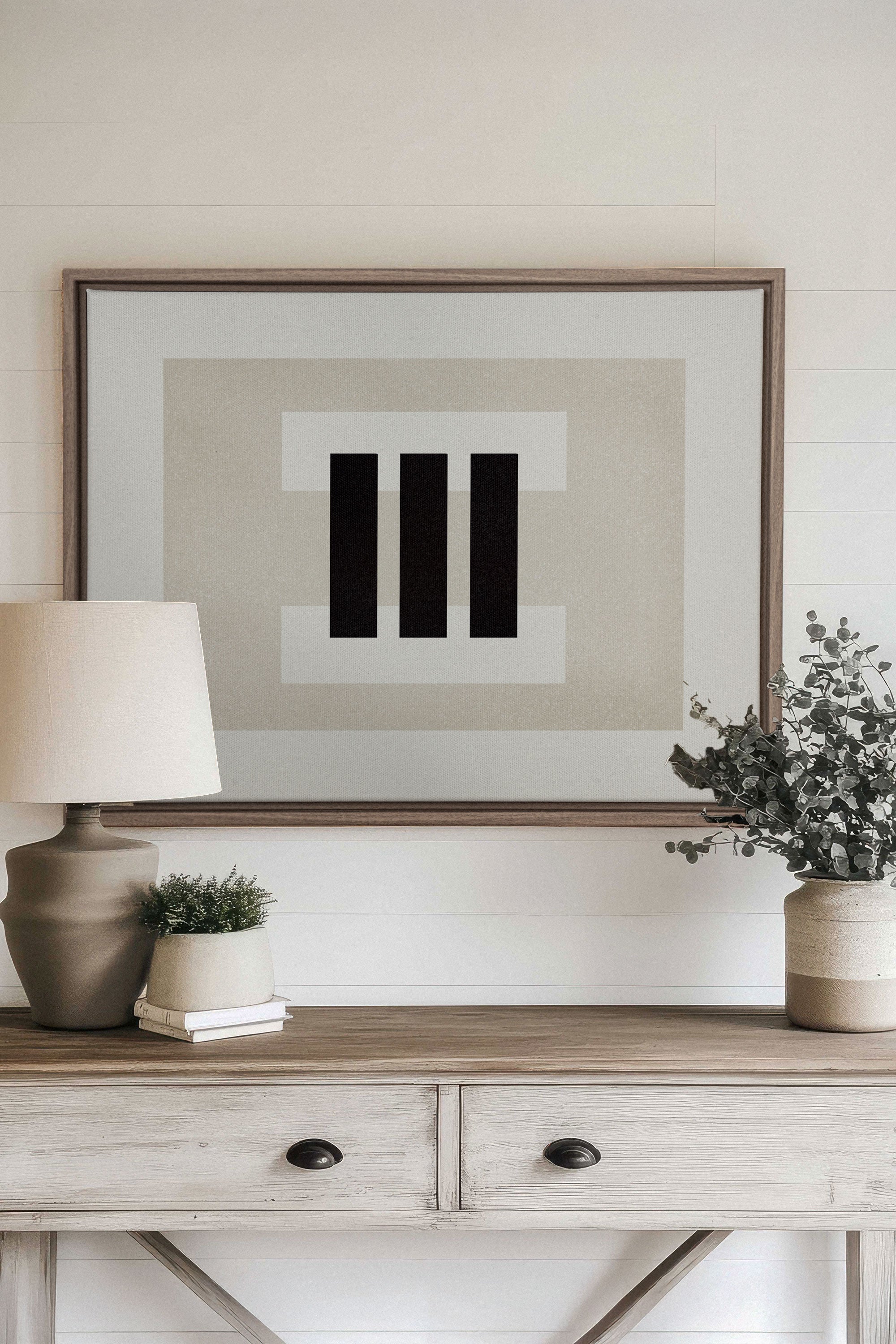 OLEKA CANVAS - LINEWORK, Oeuvre sur toile étirée, encadré Brun Chêne