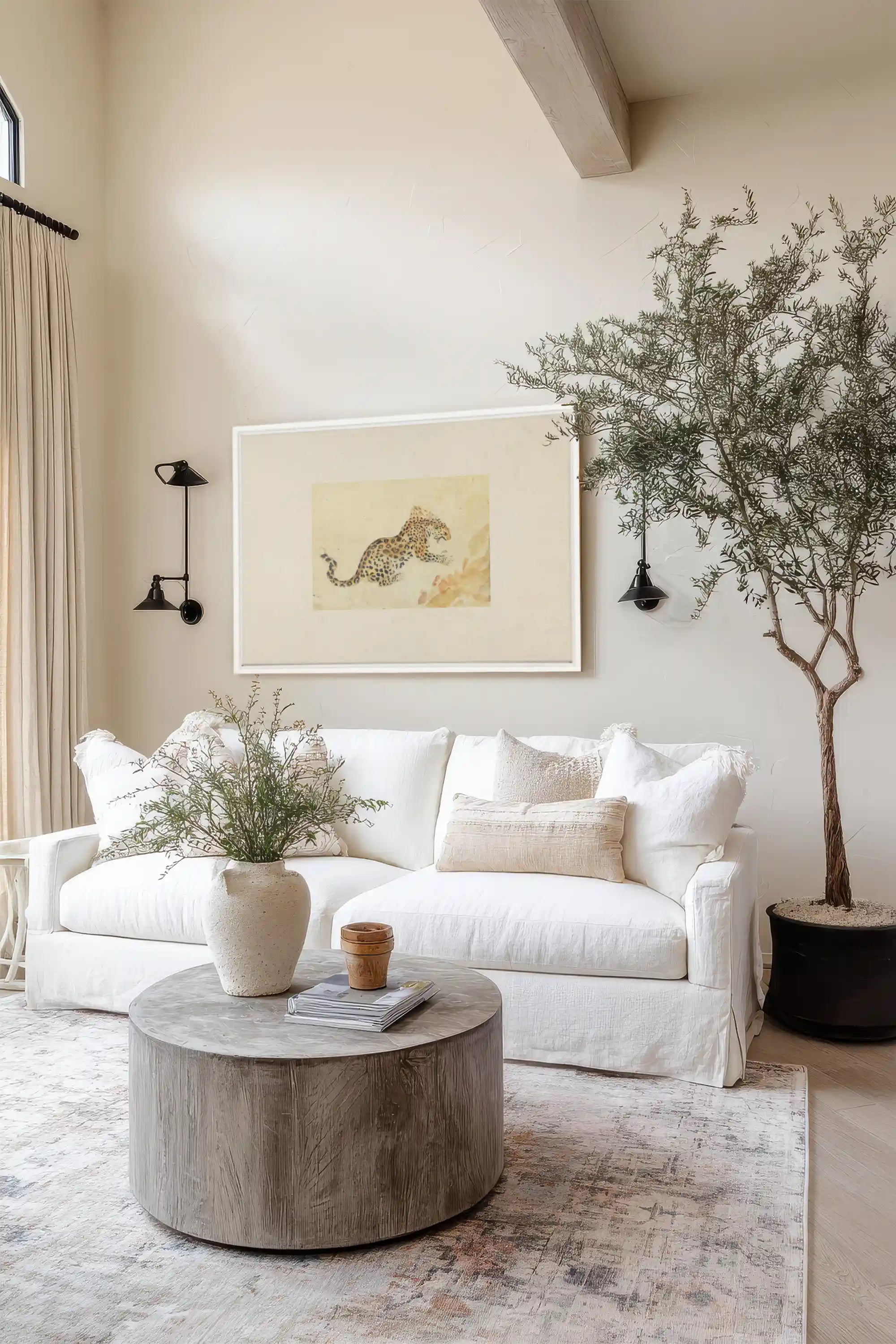 SAVANNA FLECKS, Oeuvre sur toile étirée, encadré Blanc