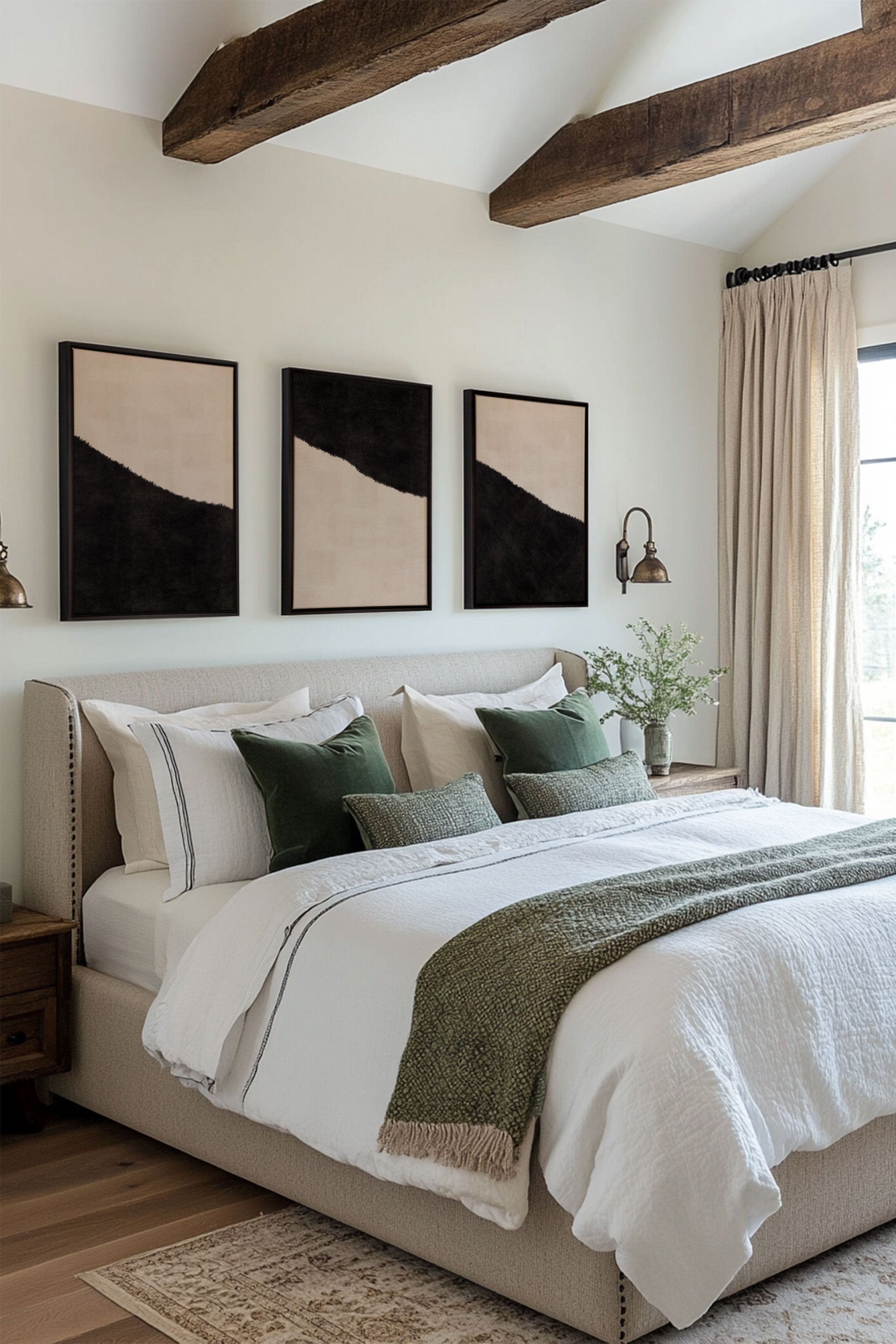 OLEKA CANVAS - LUXE TRIO, 3 Oeuvres sur toile étirée, encadré Noir