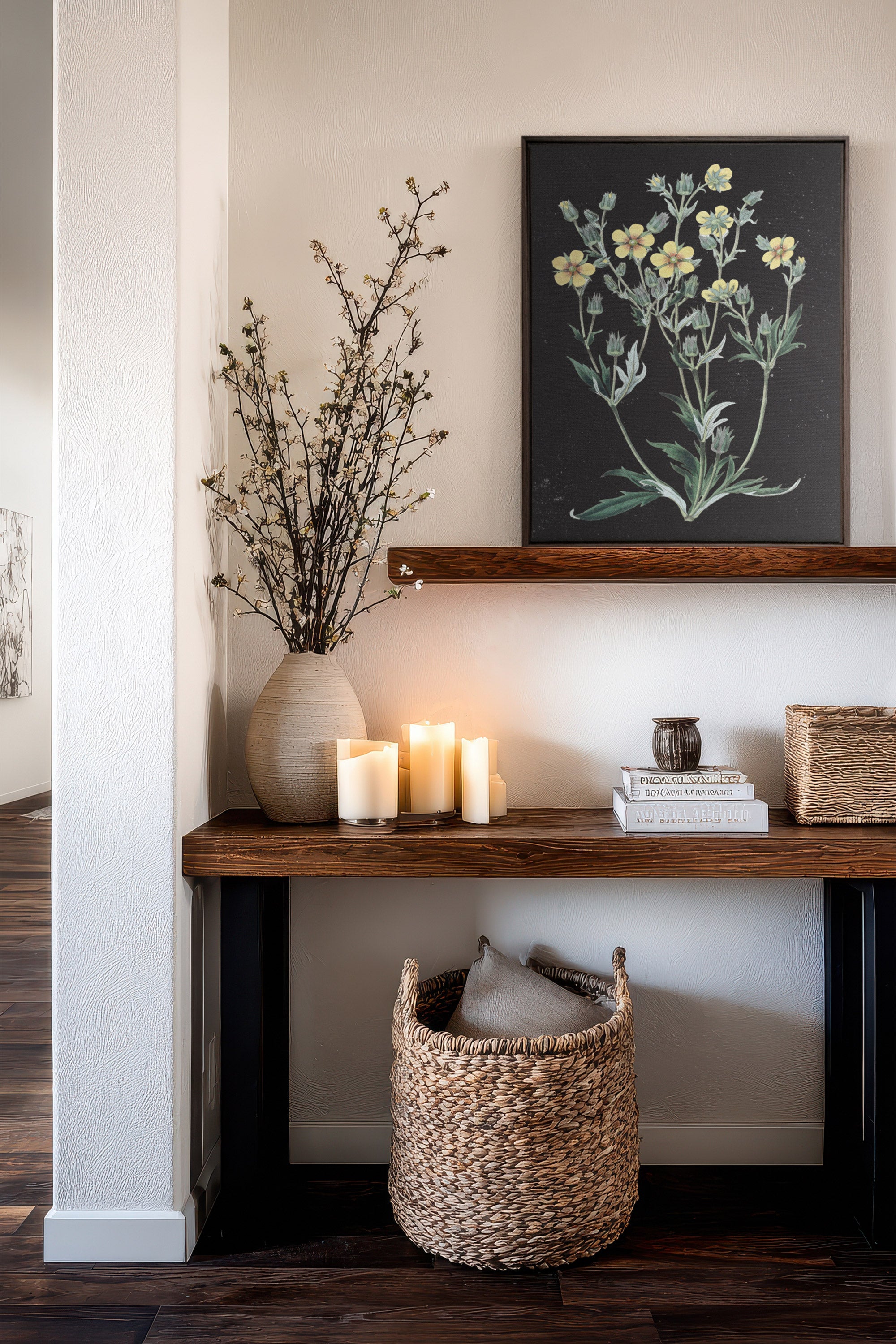 GOLDEN STILLNESS, Work on stretched canvas, framed Black