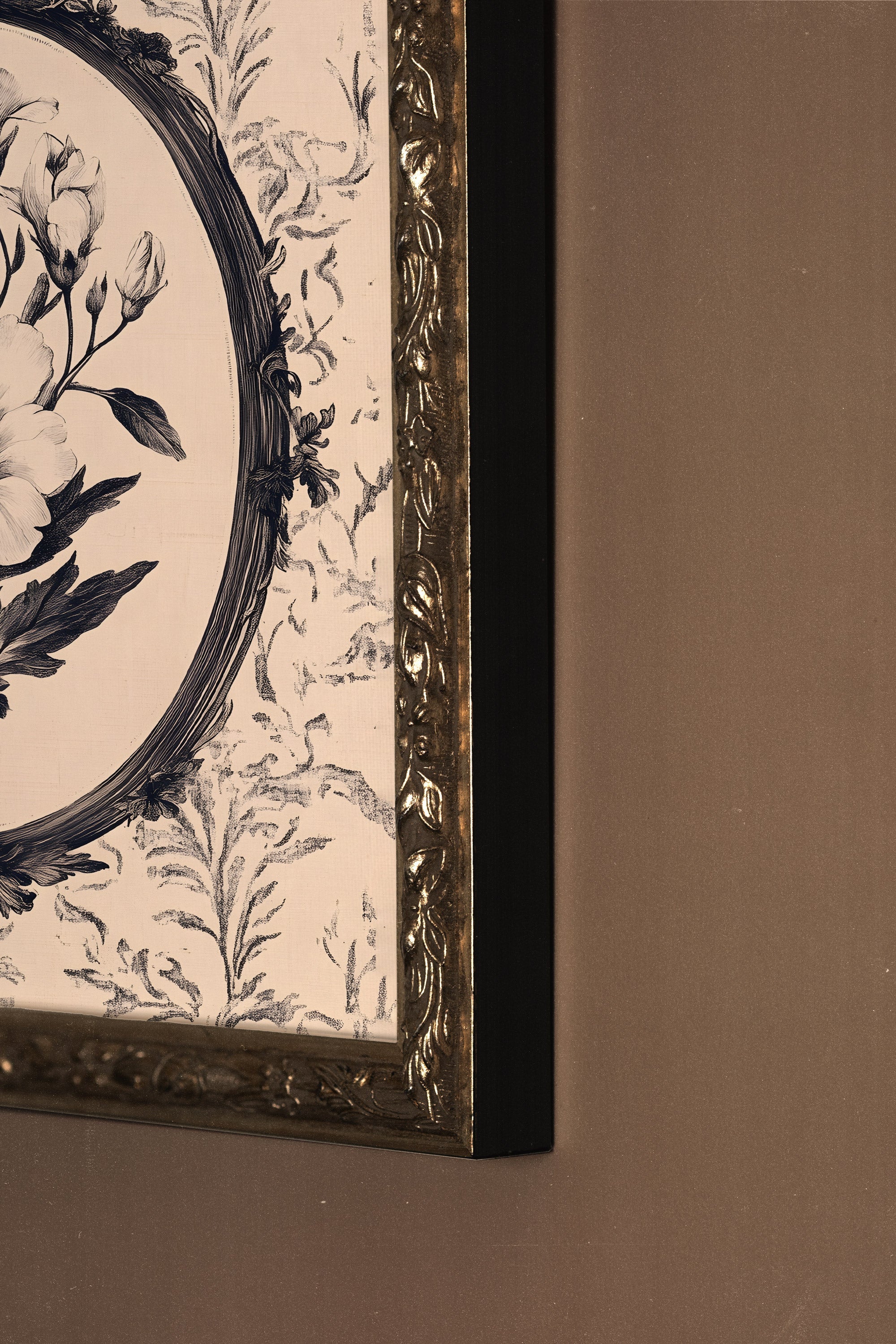 MÉMOIRE FLORALE, Oeuvre sur toile rigide, encadré Vintage Argent