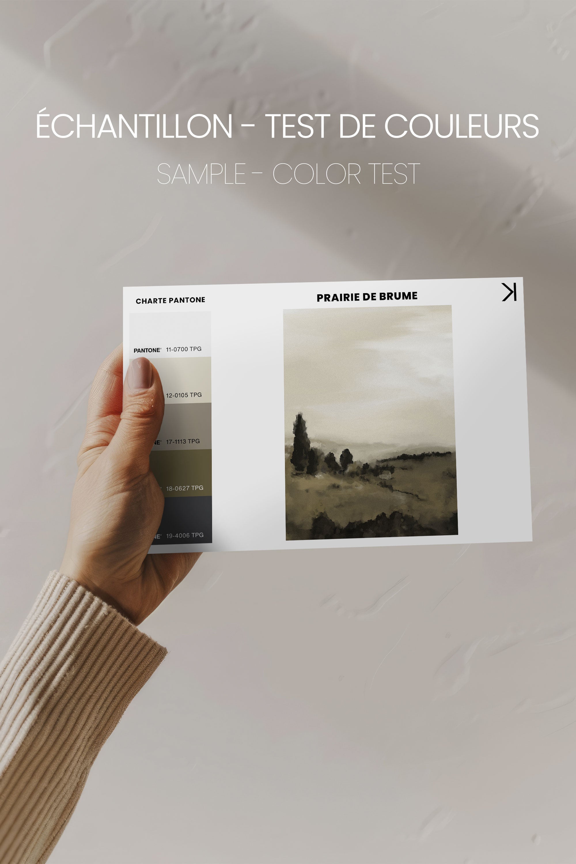 PRAIRIE DE BRUME, Oeuvre sur toile étirée, encadré Blanc