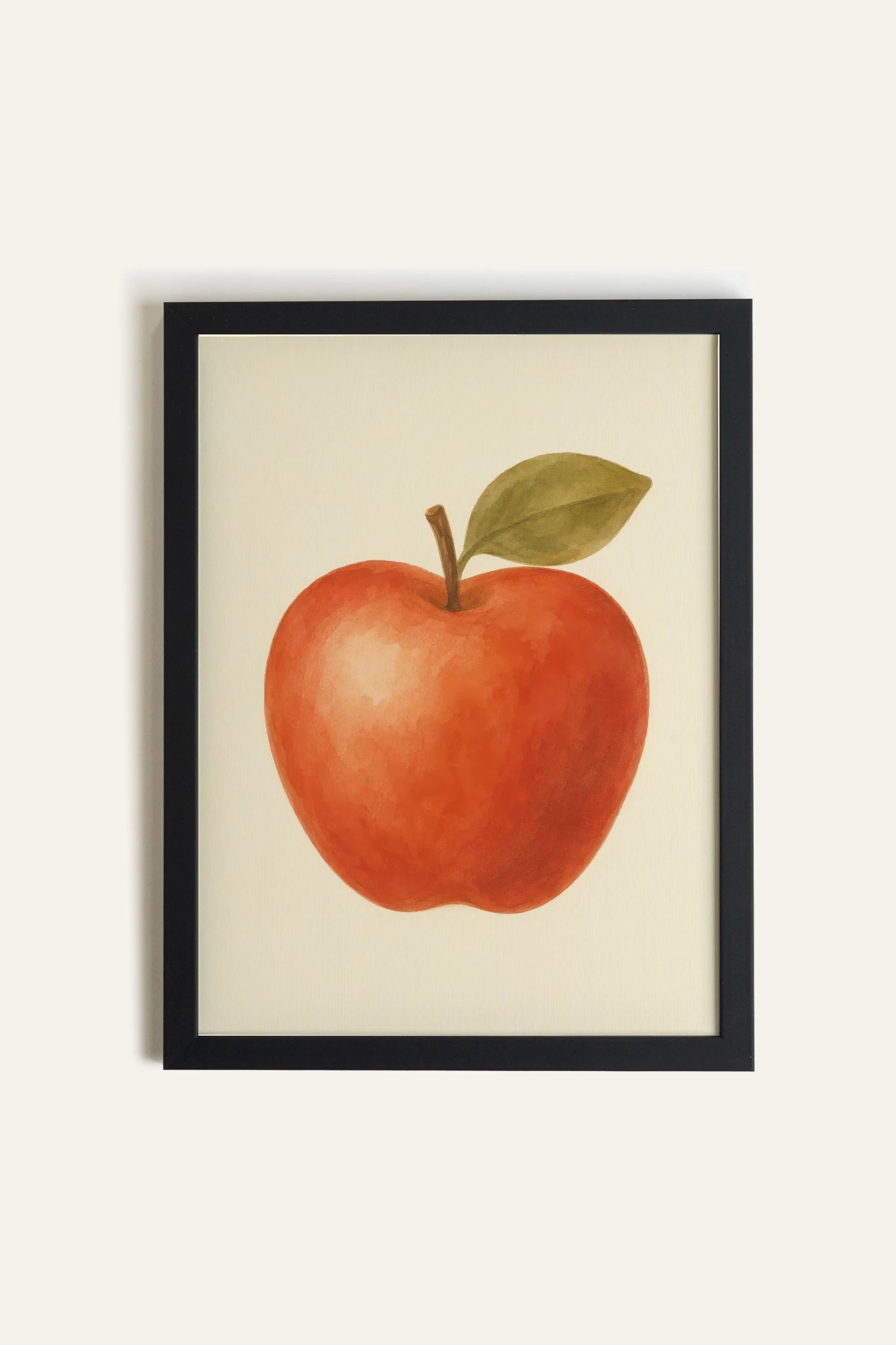 POMME ROUGE, Oeuvre sur toile rigide, encadré Noir