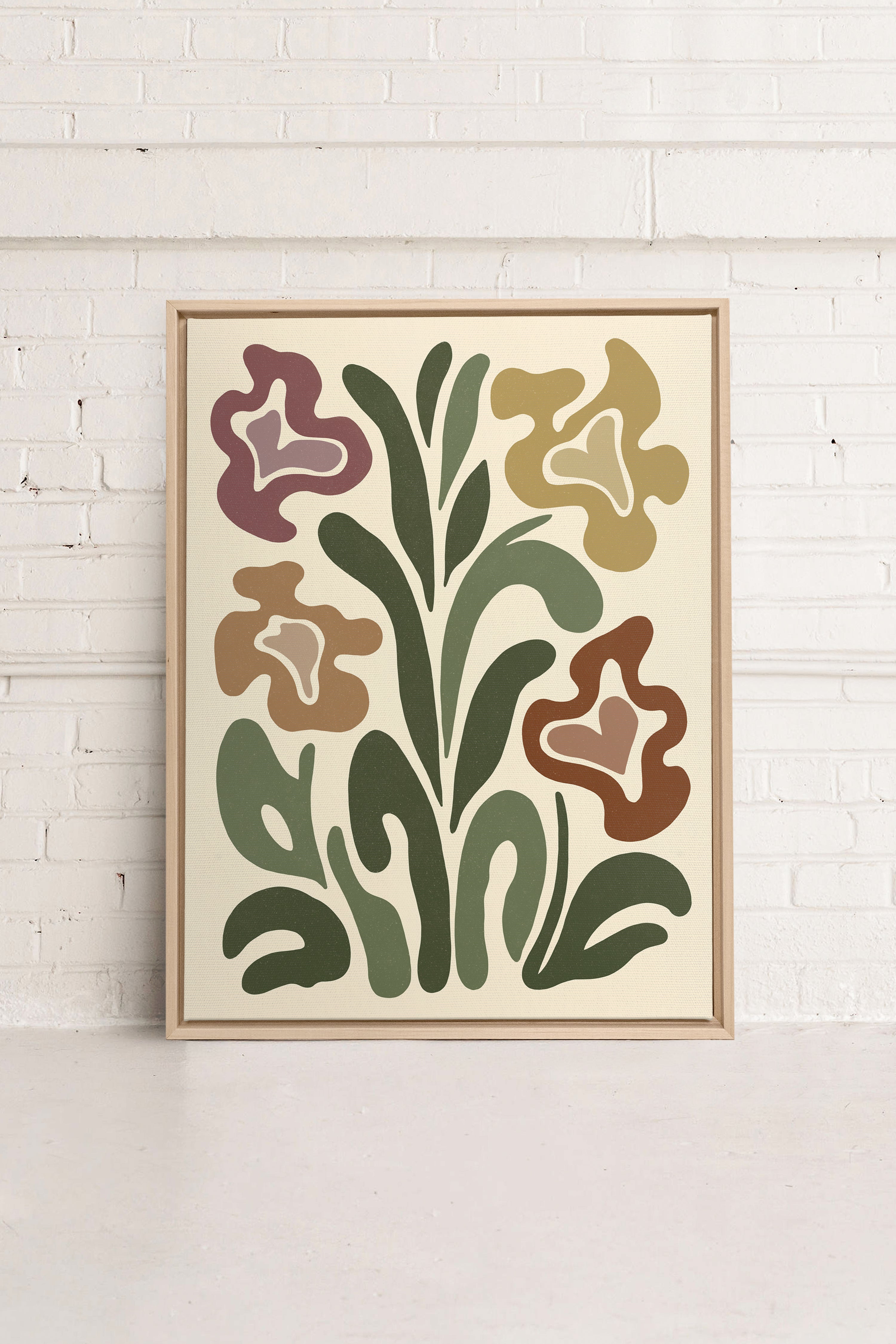 TRIPPY BOTANICALS, Artwork on stretched canvas, framed Natural Light