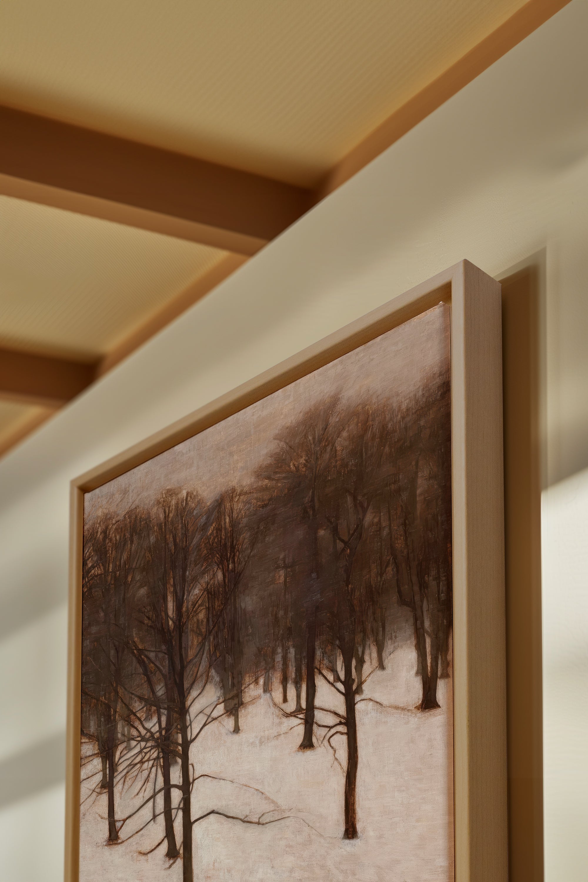 FORÊT DE GIVRE, Oeuvre sur toile étirée, encadré Naturel Clair