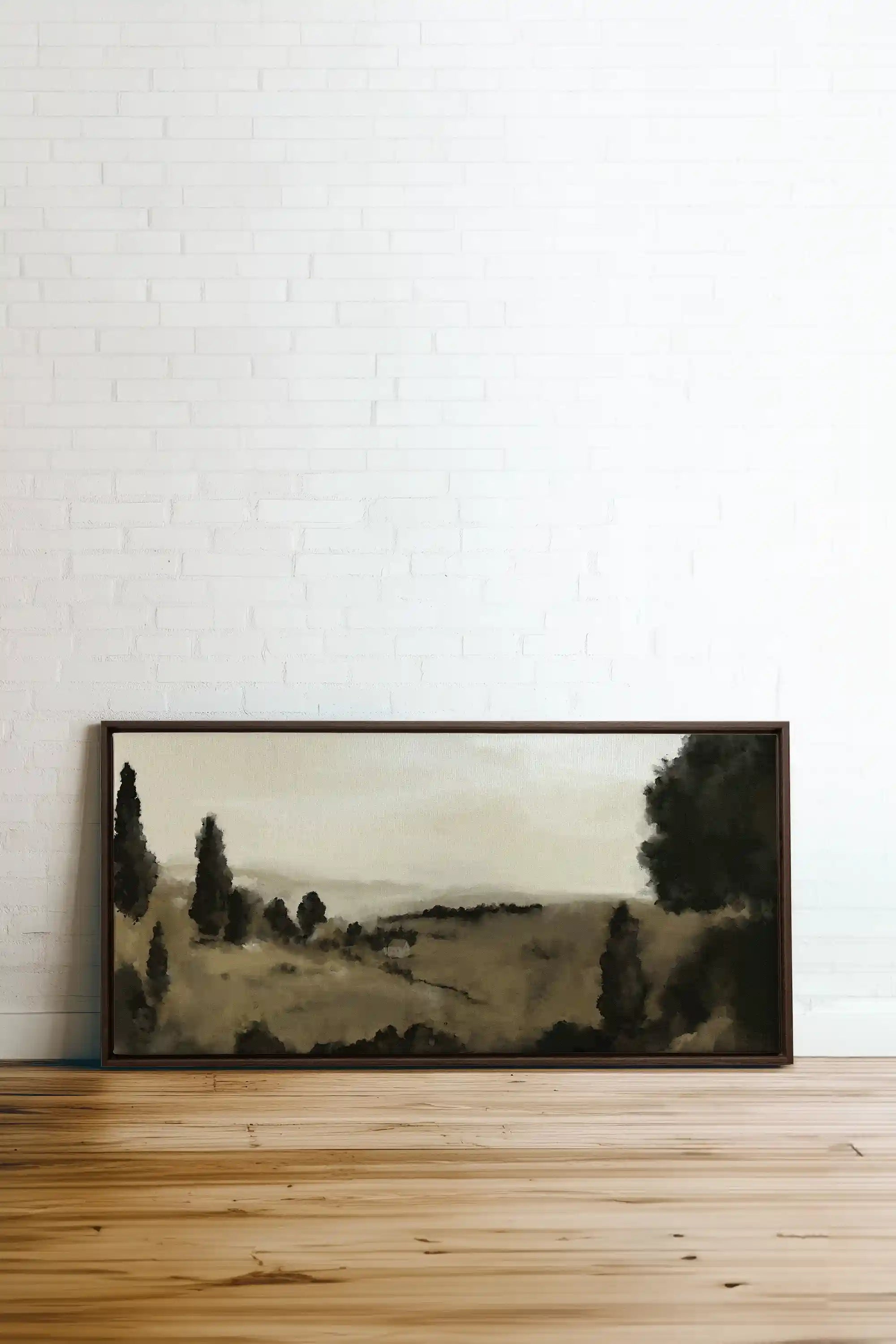 LES COLLINES SILENCIEUSES, Oeuvre sur toile étirée, encadré Brun Noyer
