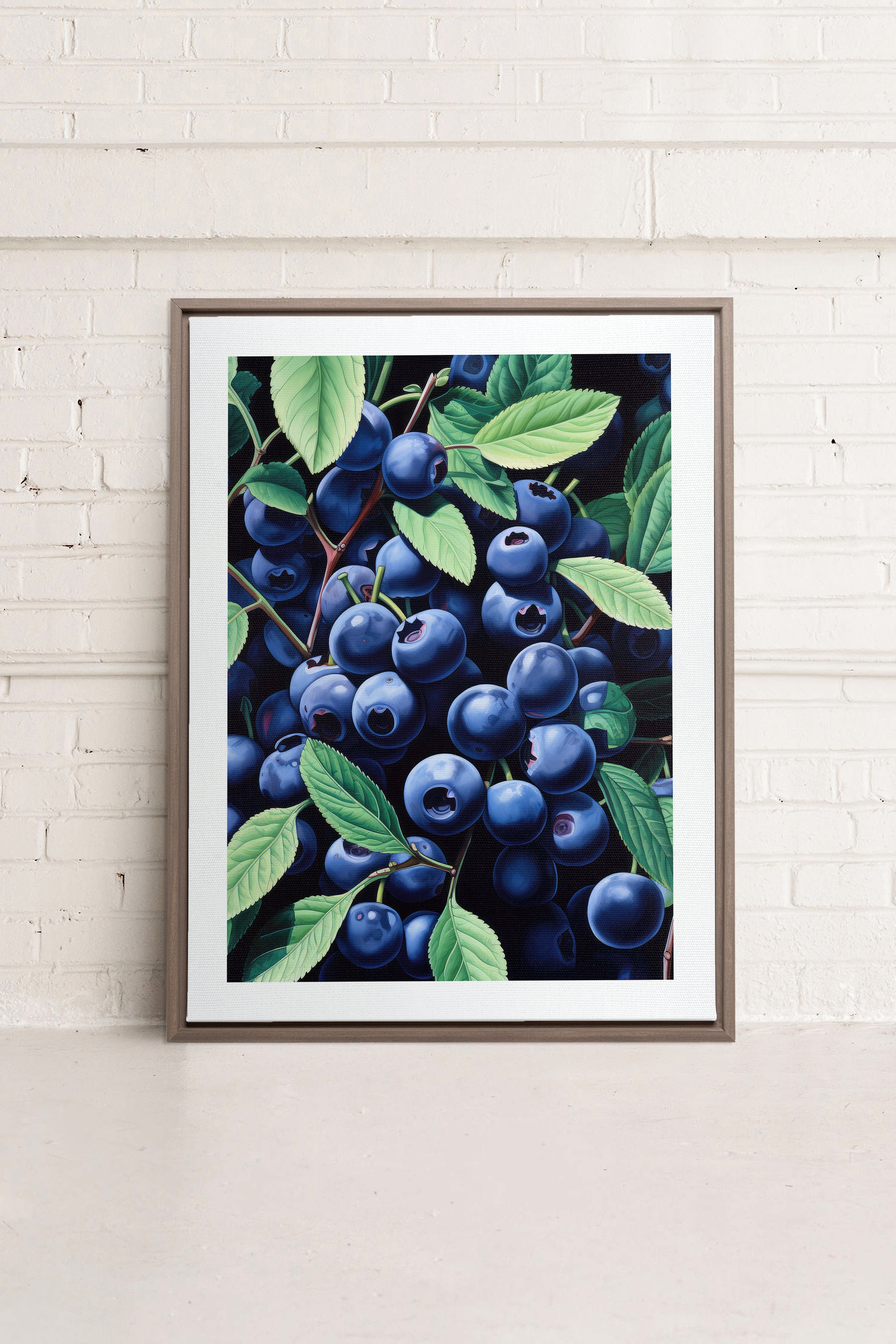 OLEKA CANVAS - BLUEBERRY BLISS, Oeuvre sur toile étirée, encadré Brun Chêne