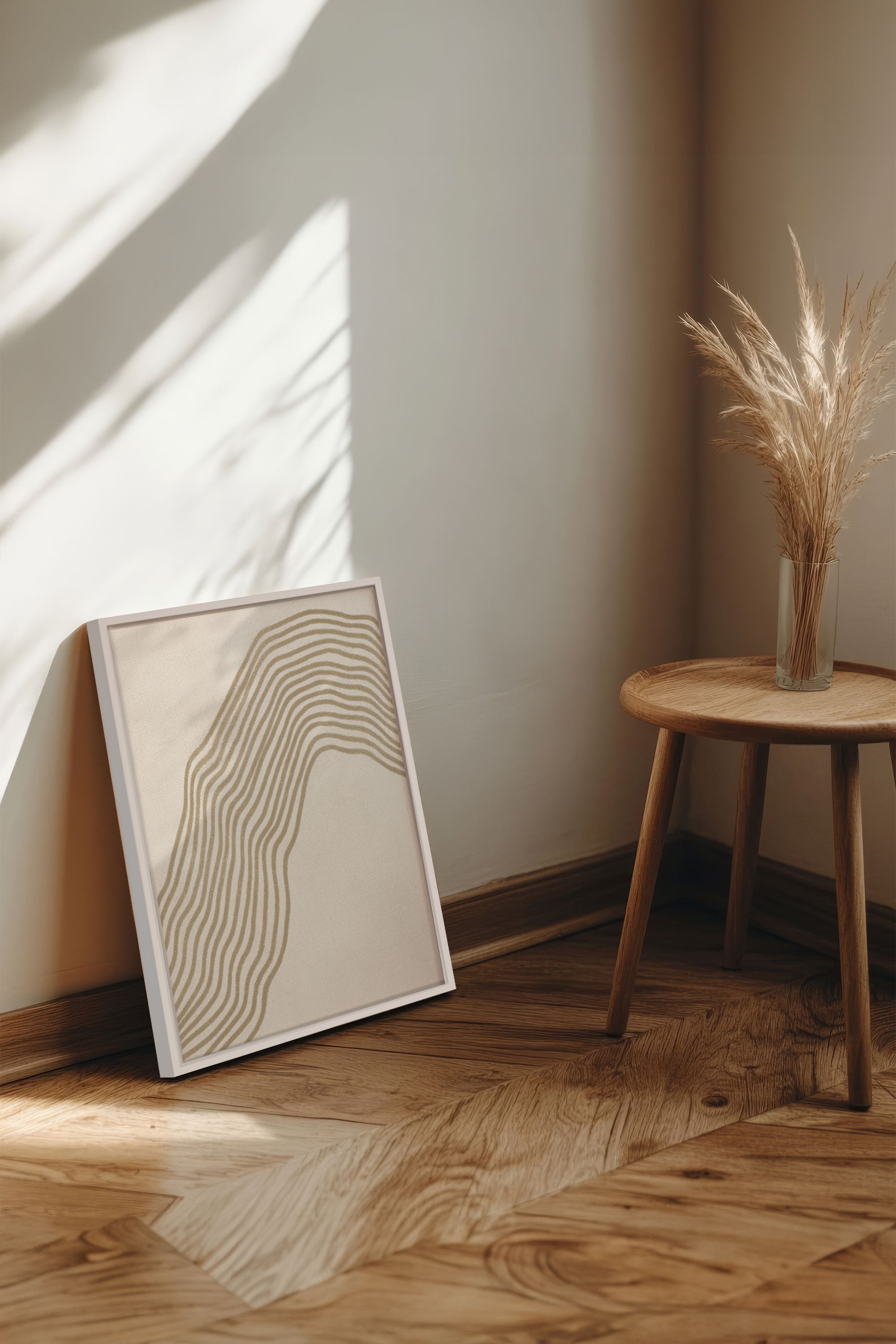 OLEKA CANVAS - SANDLINES, Oeuvre sur toile étirée, encadré Blanc