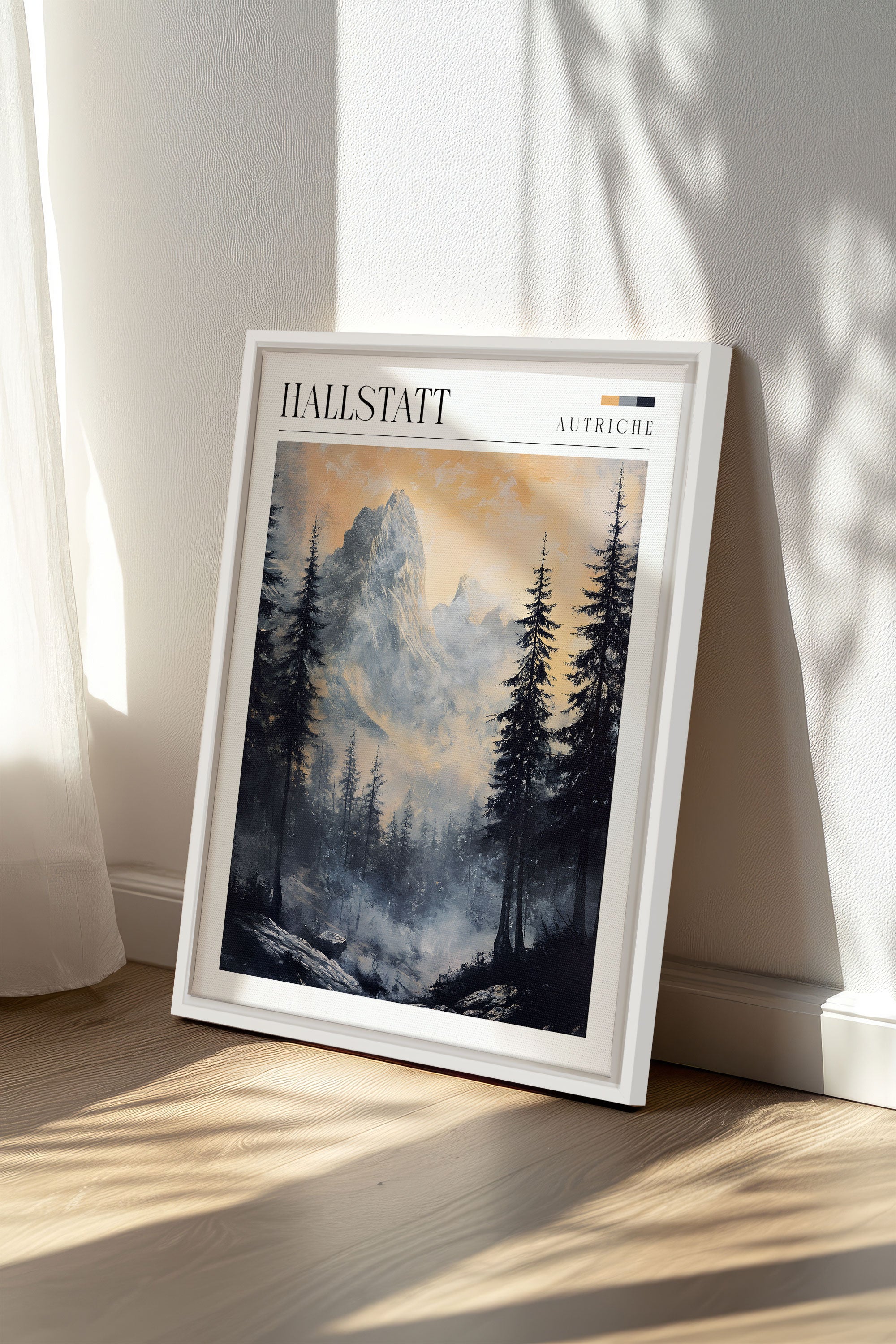 OLEKA CANVAS - HALLSTATT, Oeuvre sur toile étirée, encadré Blanc